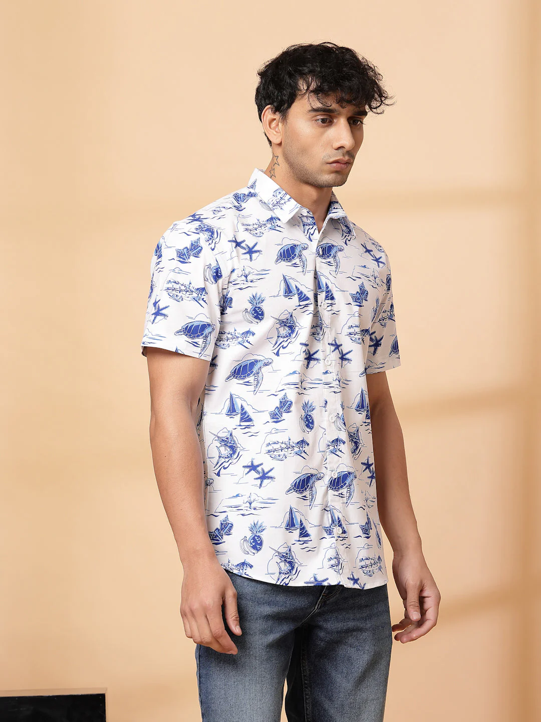 Men Coastal Vibes Cotton Fabric Shirt - Image 4