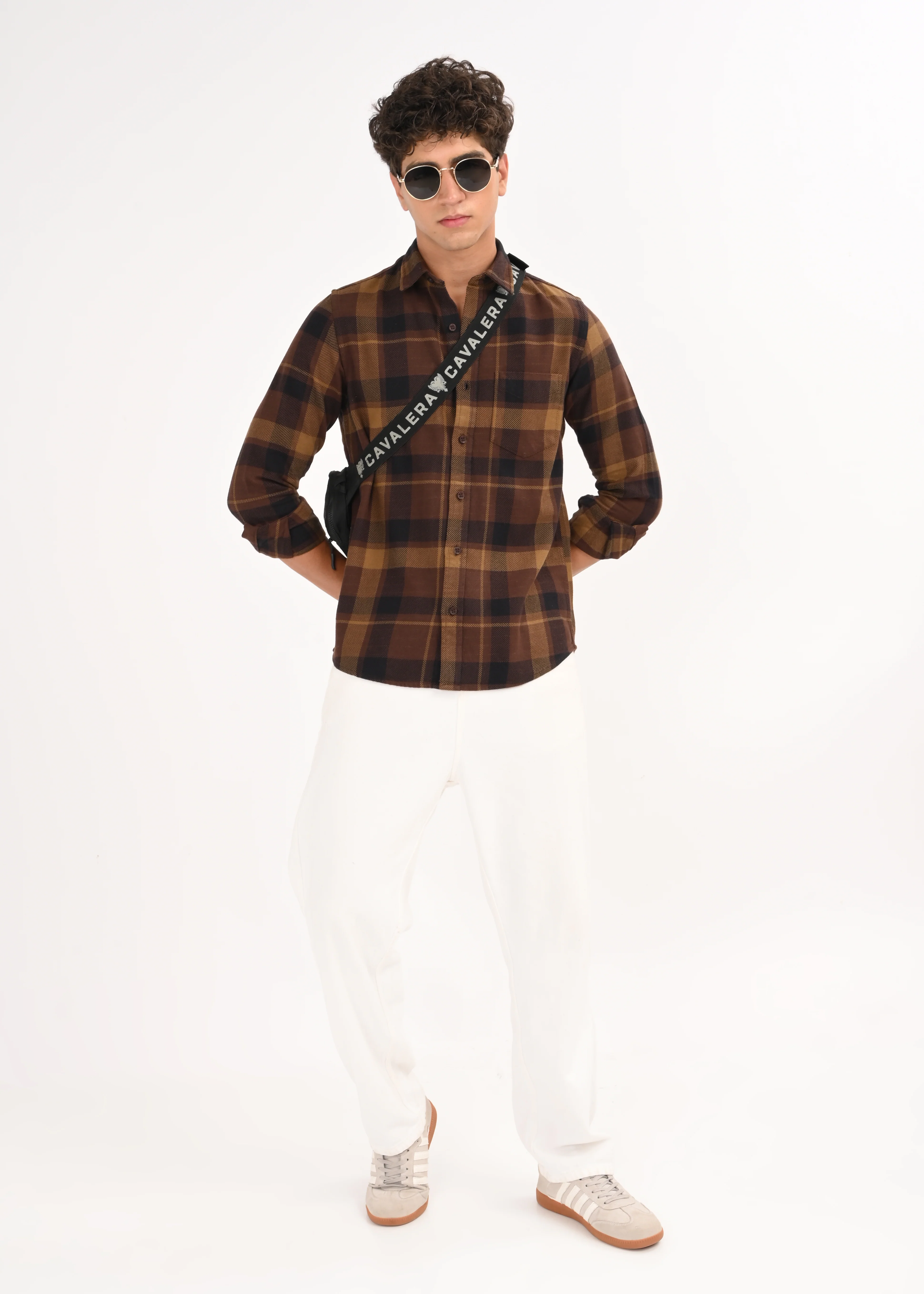Men Coffee Classic Checked Shirt - Image 10