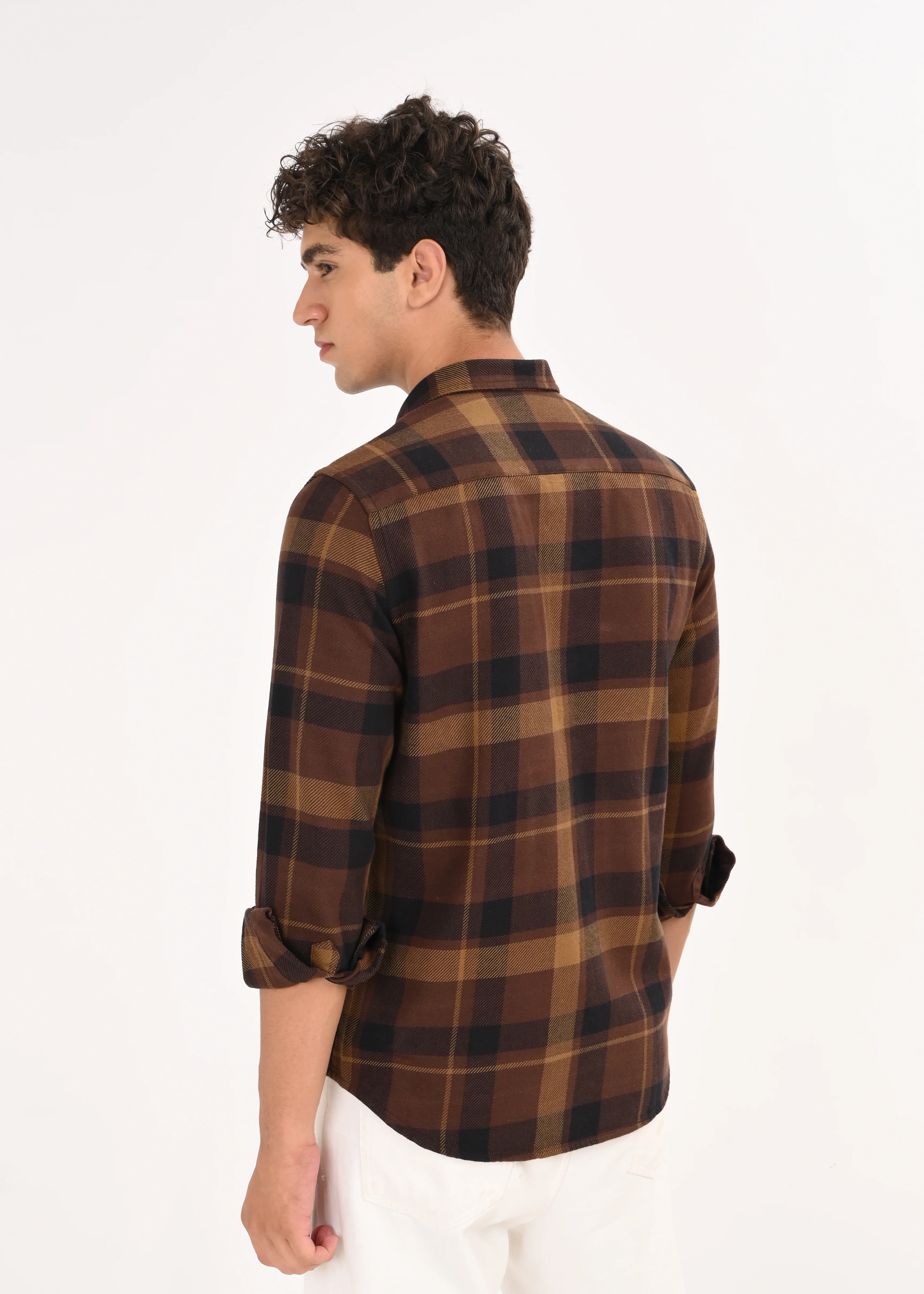 Men Coffee Classic Checked Shirt - Image 2