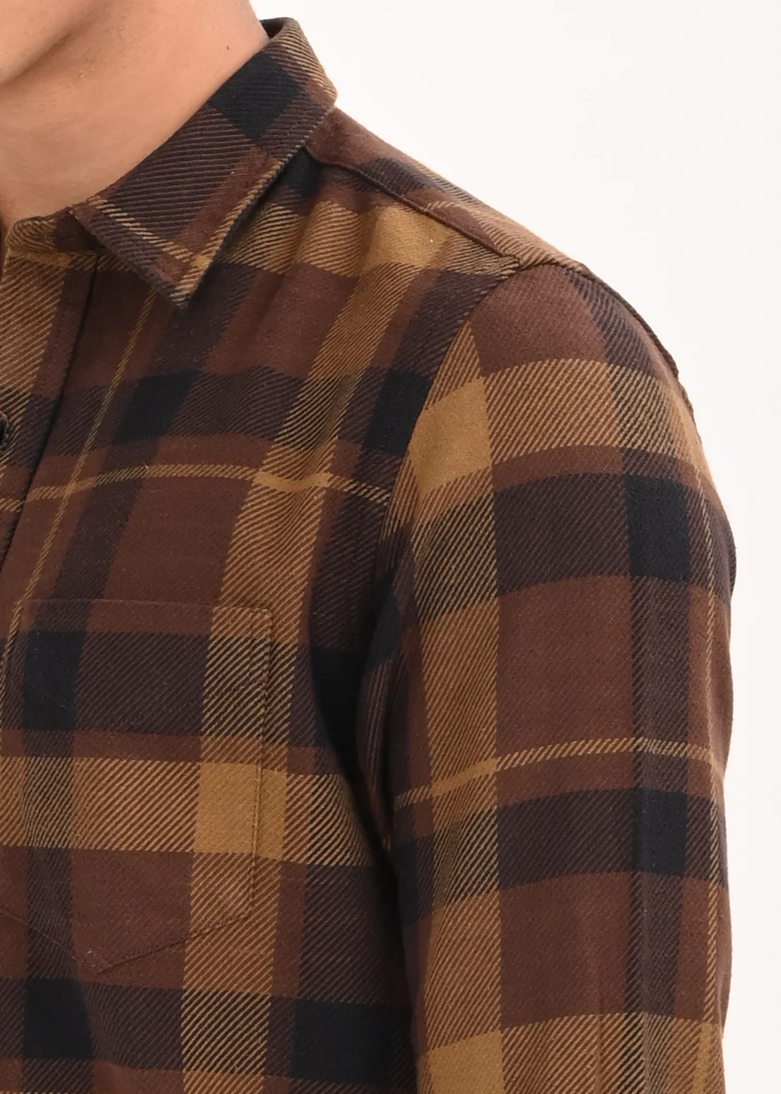 Men Coffee Classic Checked Shirt - Image 3