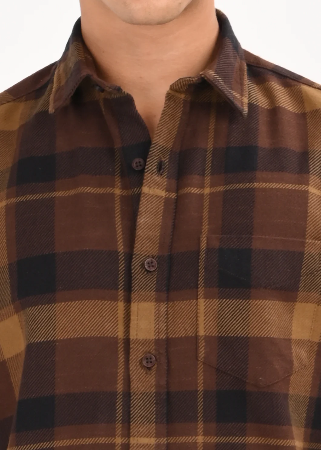 Men Coffee Classic Checked Shirt - Image 6