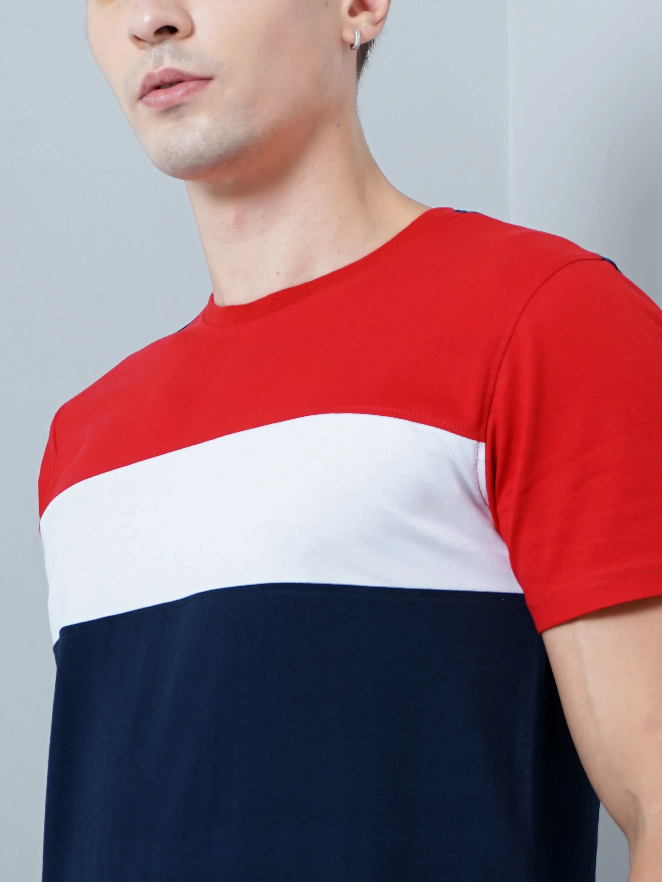 Men Color Block Navy T-Shirt - Image 5