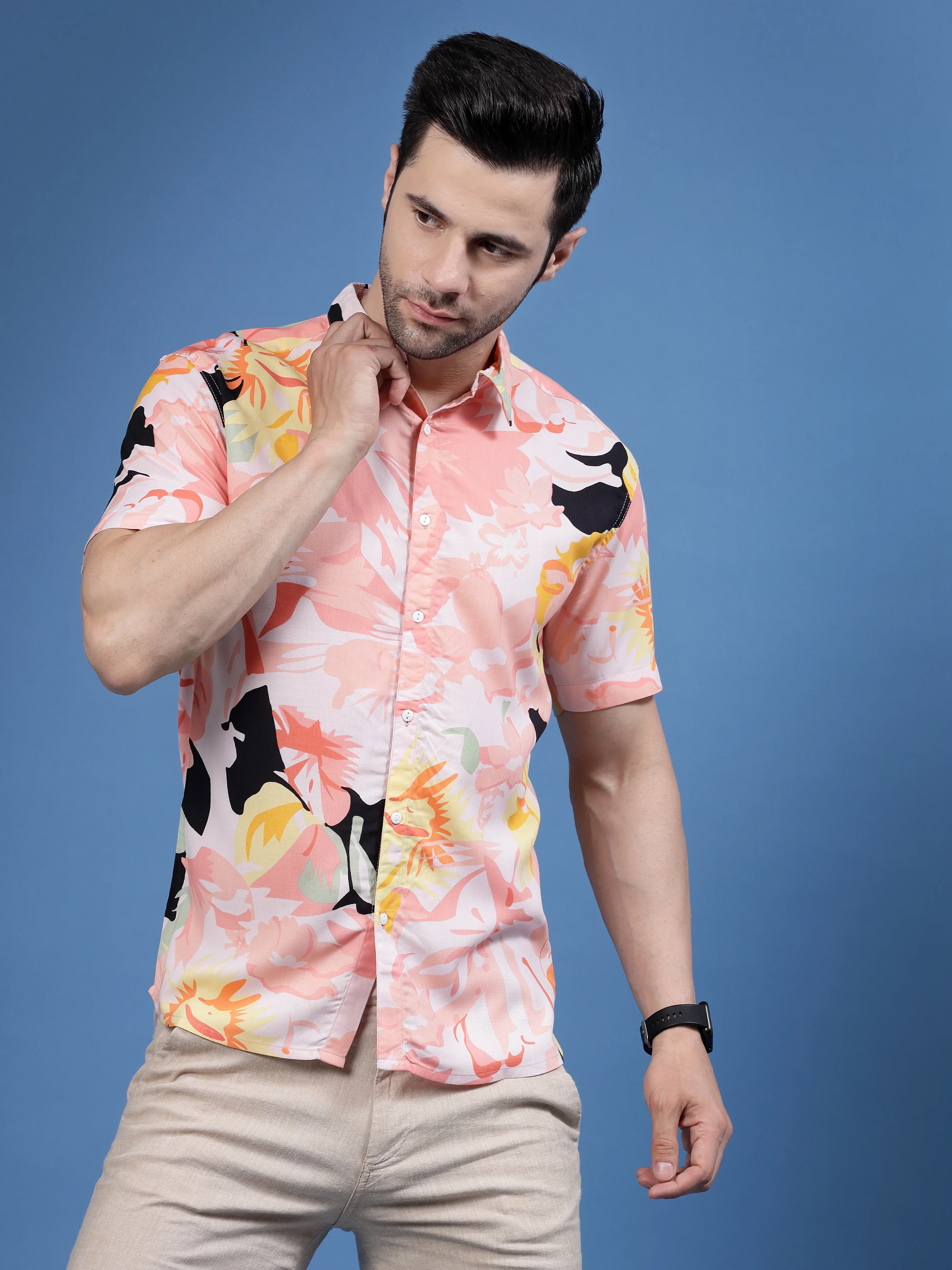 Men Color Mosaic Rayon Shirt