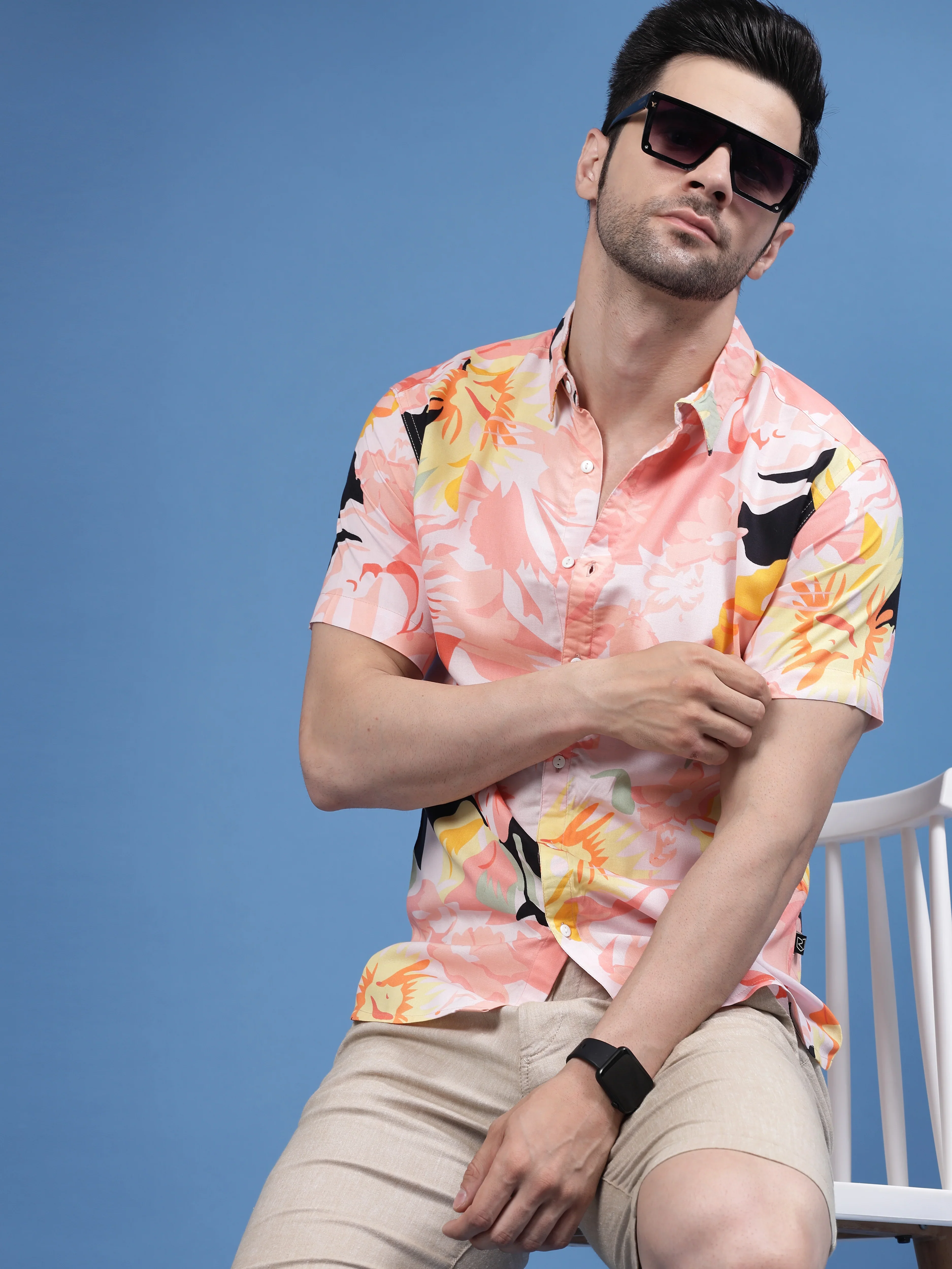 Men Color Mosaic Rayon Shirt - Image 4