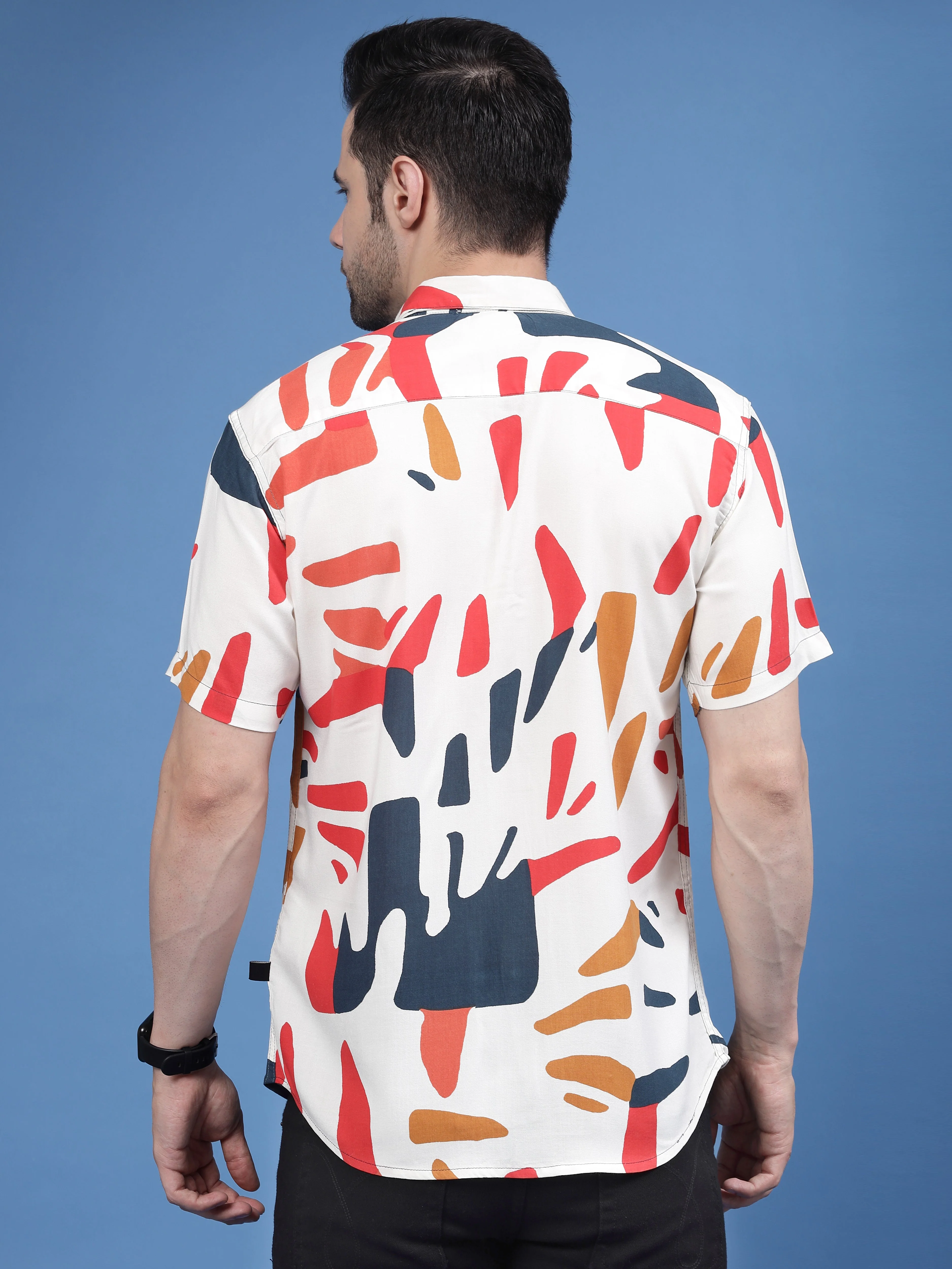 Men Color Mosaic Rayon Shirt - Image 2