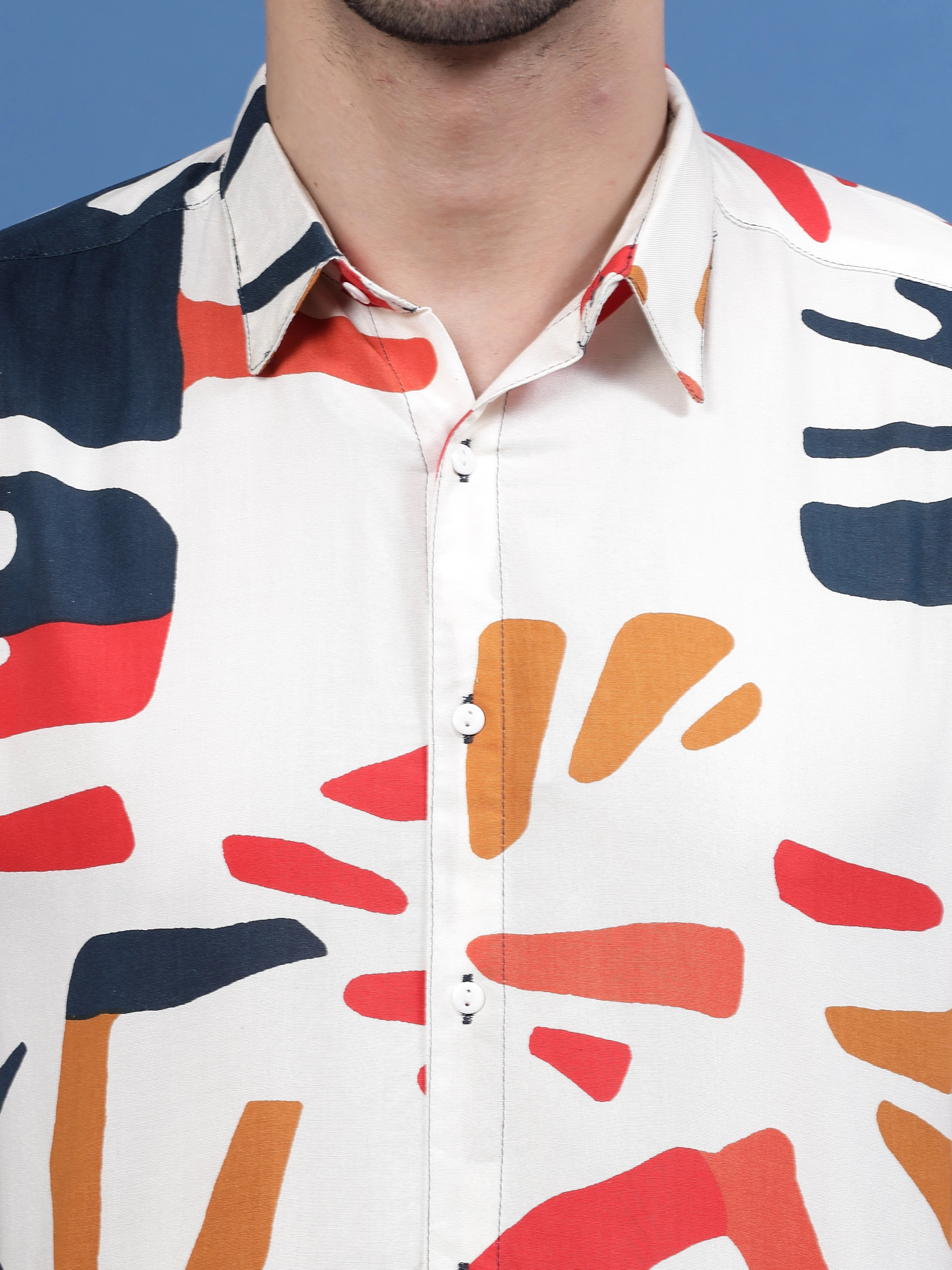 Men Color Mosaic Rayon Shirt - Image 4