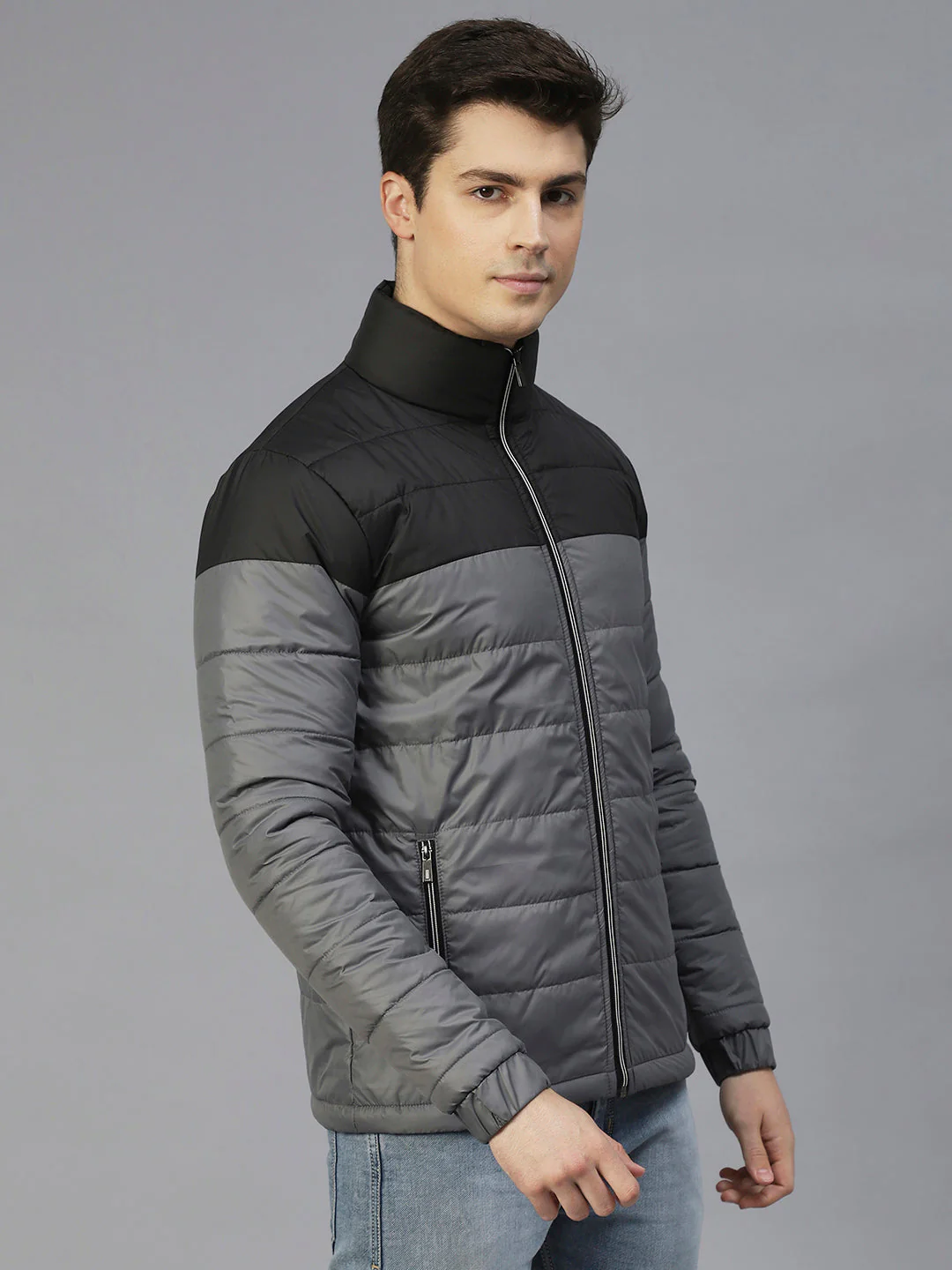 Men Colorblock Full Sleeves Puffer Jacket - Image 3