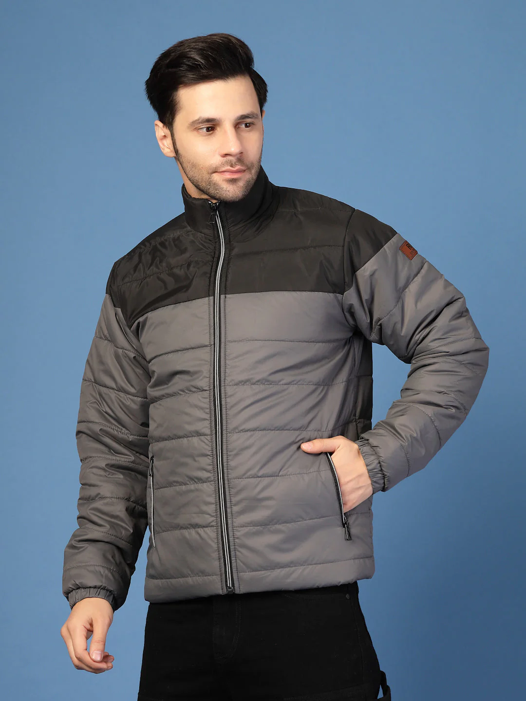 Men Colorblock High Neck Puffer - Image 2