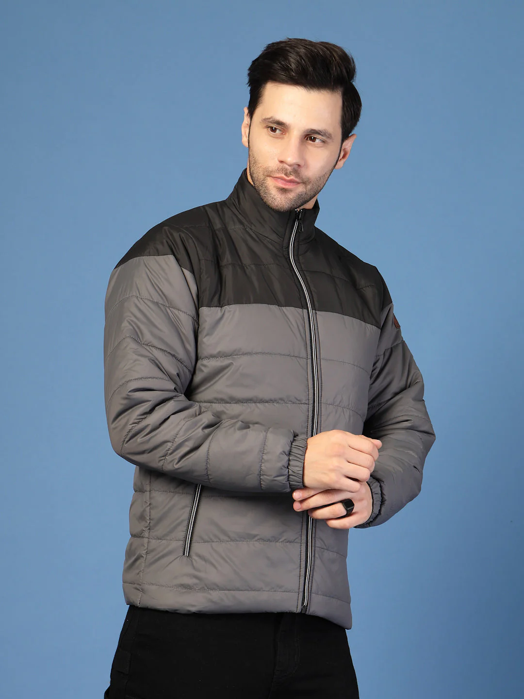 Men Colorblock High Neck Puffer - Image 3