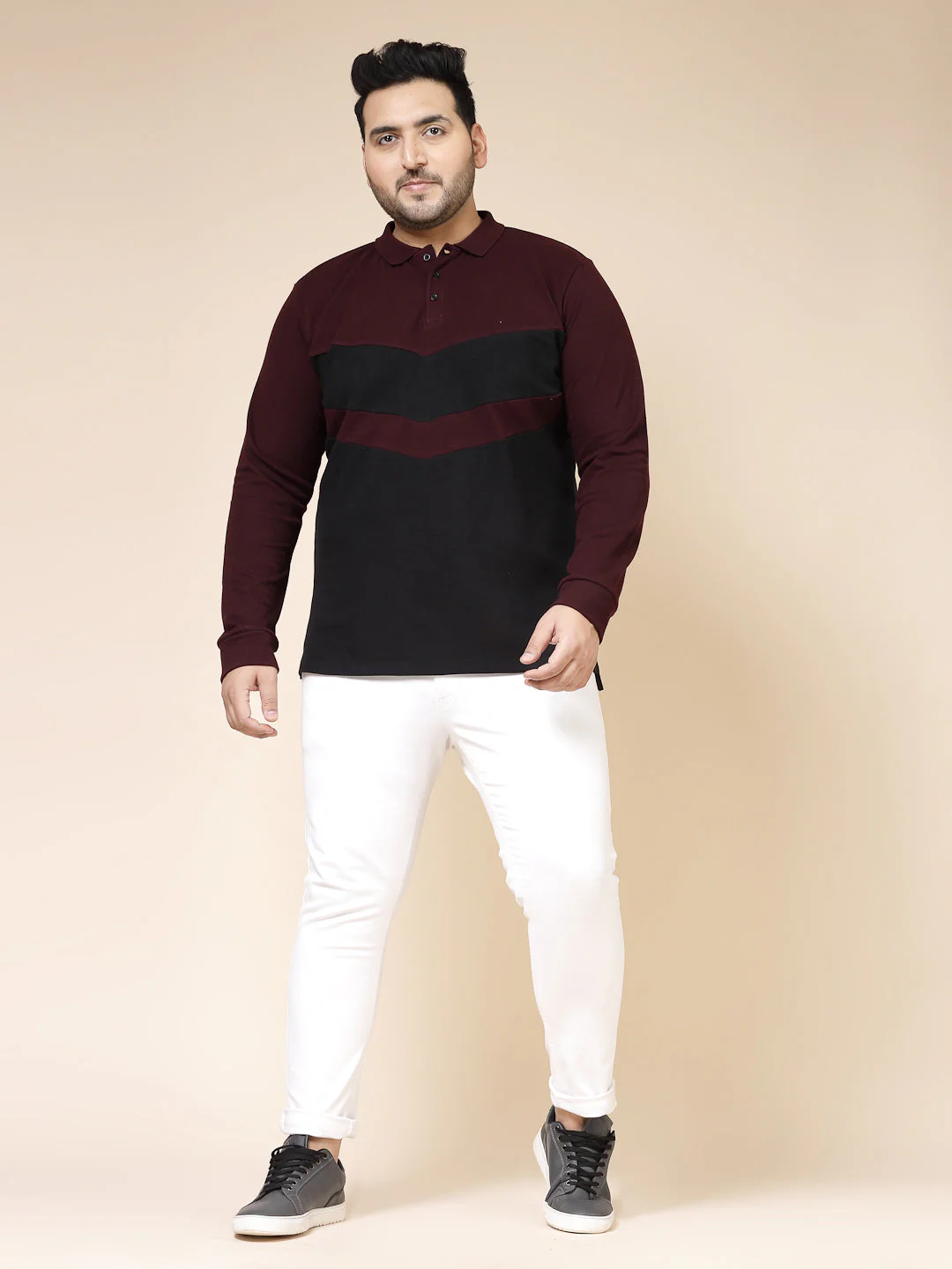 Men Colorblock Polo With Extended Sleeves - Image 3
