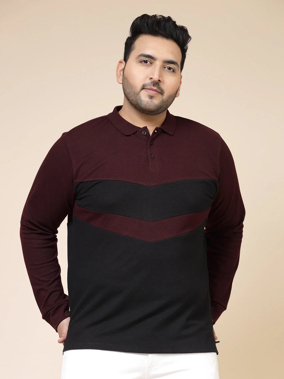 Men Colorblock Polo With Extended Sleeves - Image 4