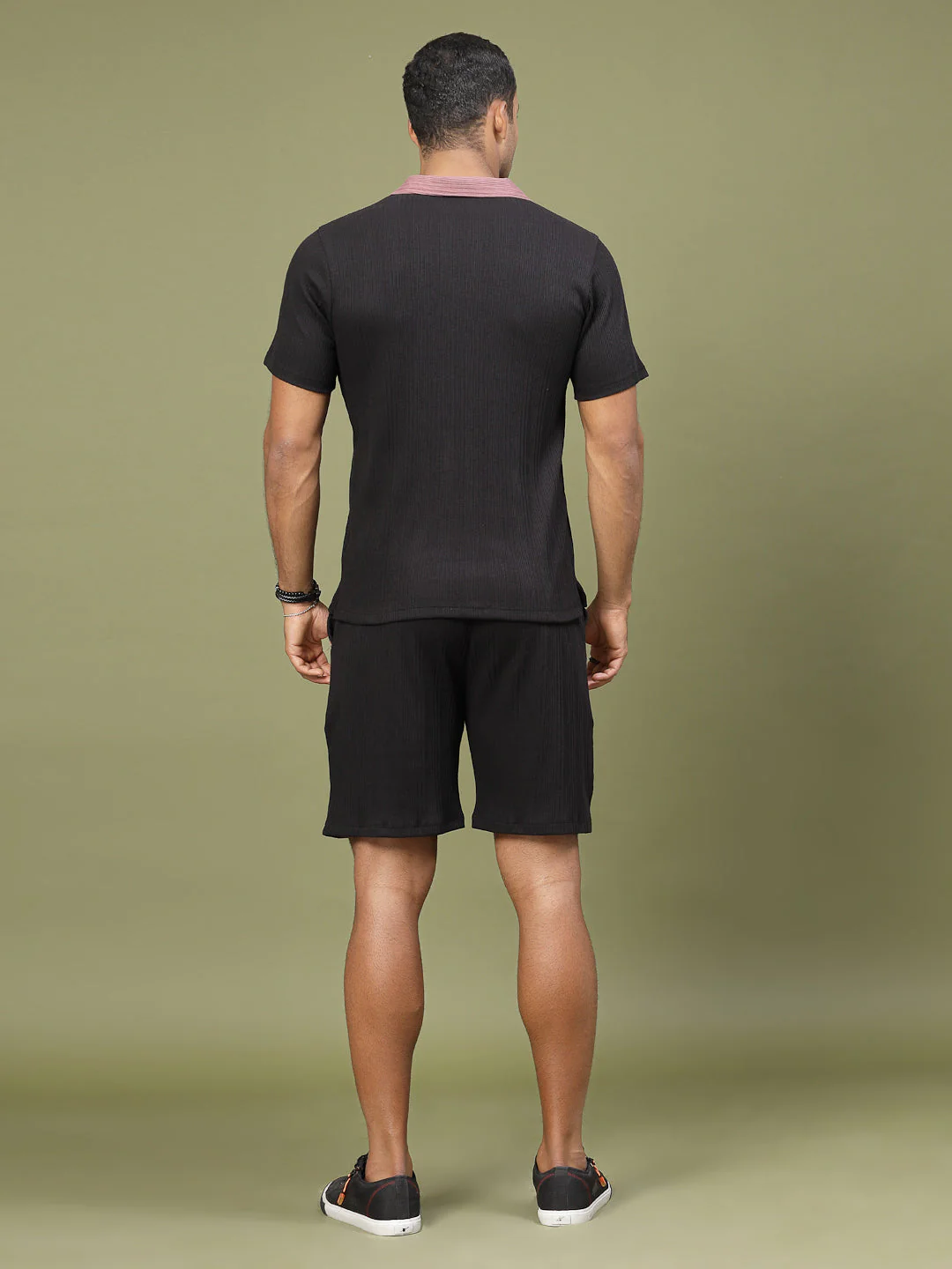 Men Colorblock Rib Polo Co-ords - Image 4