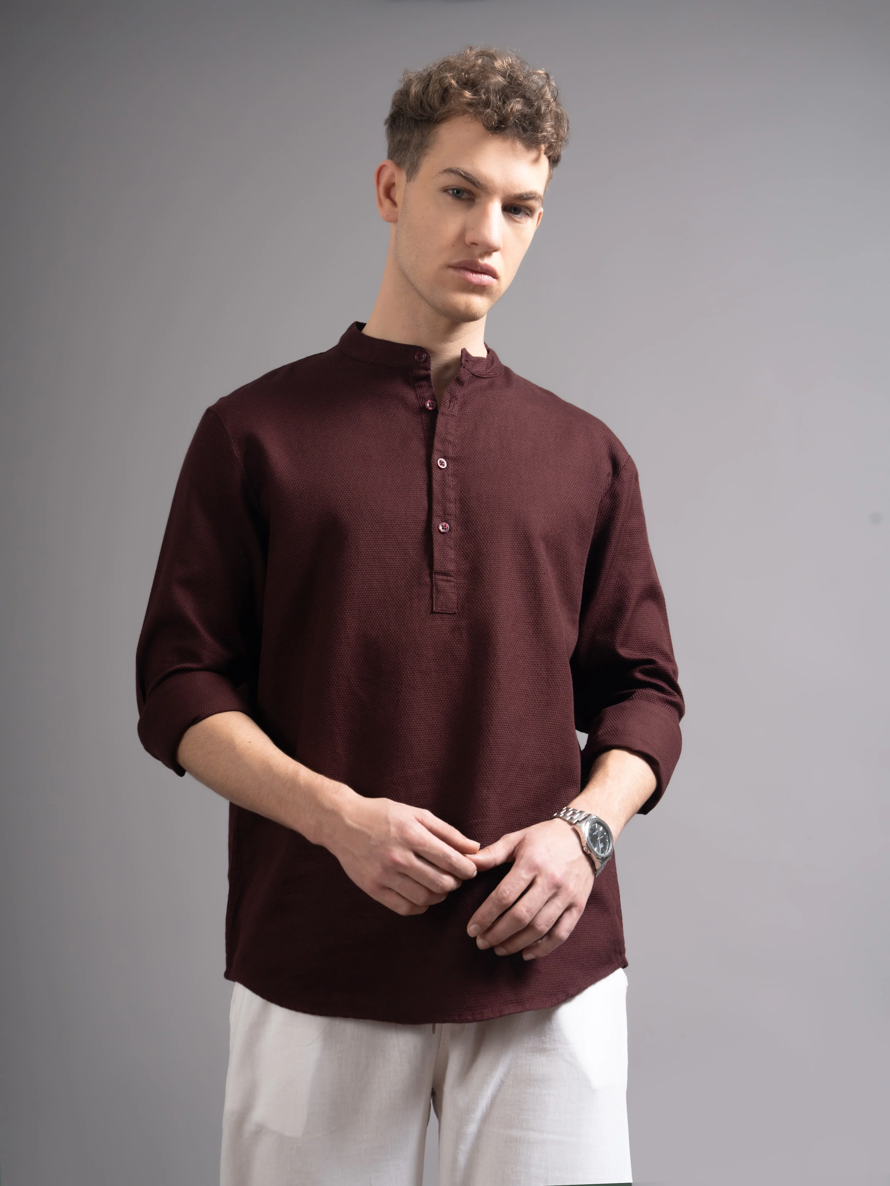 Men Copper Kurta Shirt - Image 2