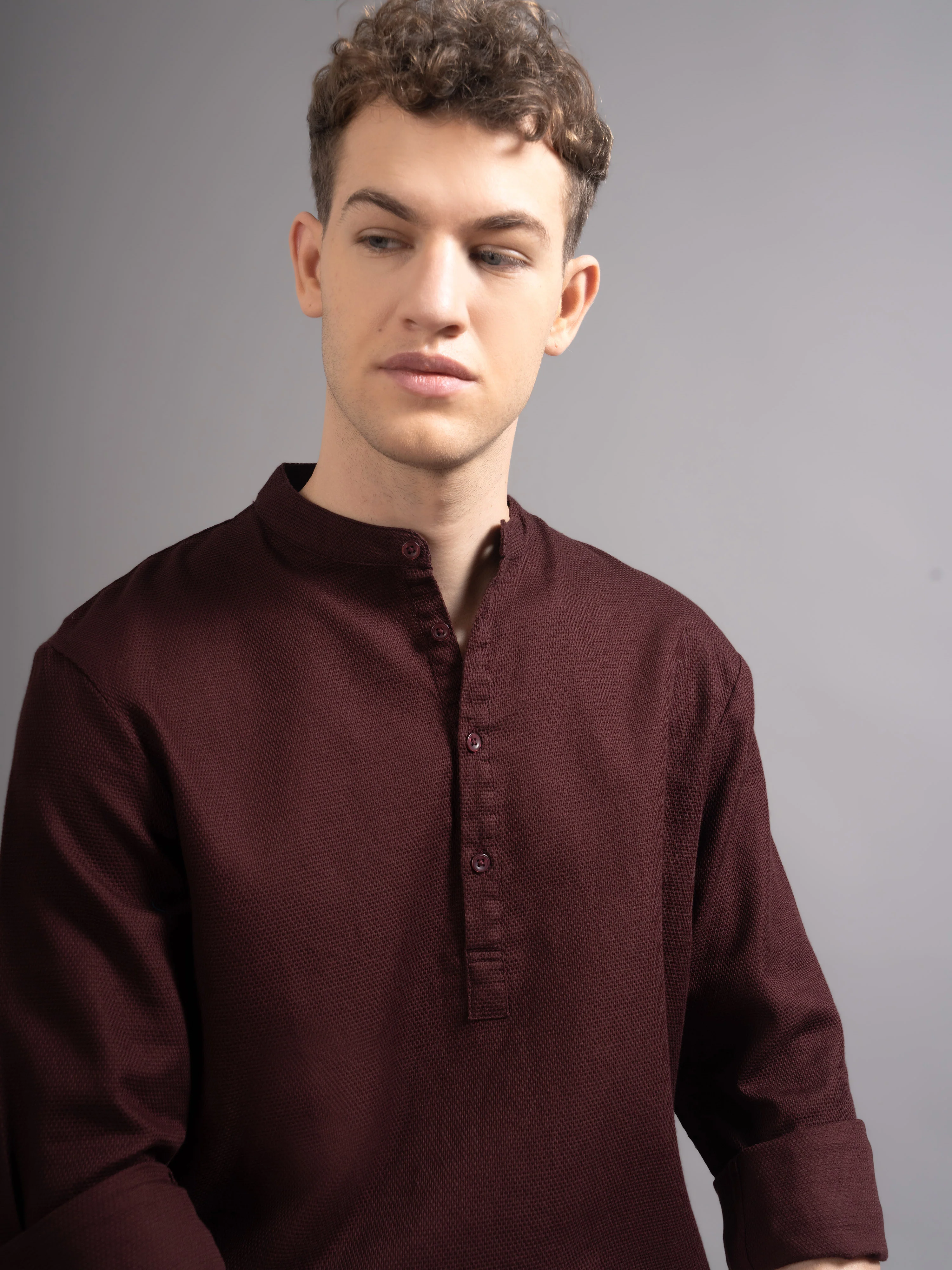 Men Copper Kurta Shirt - Image 5
