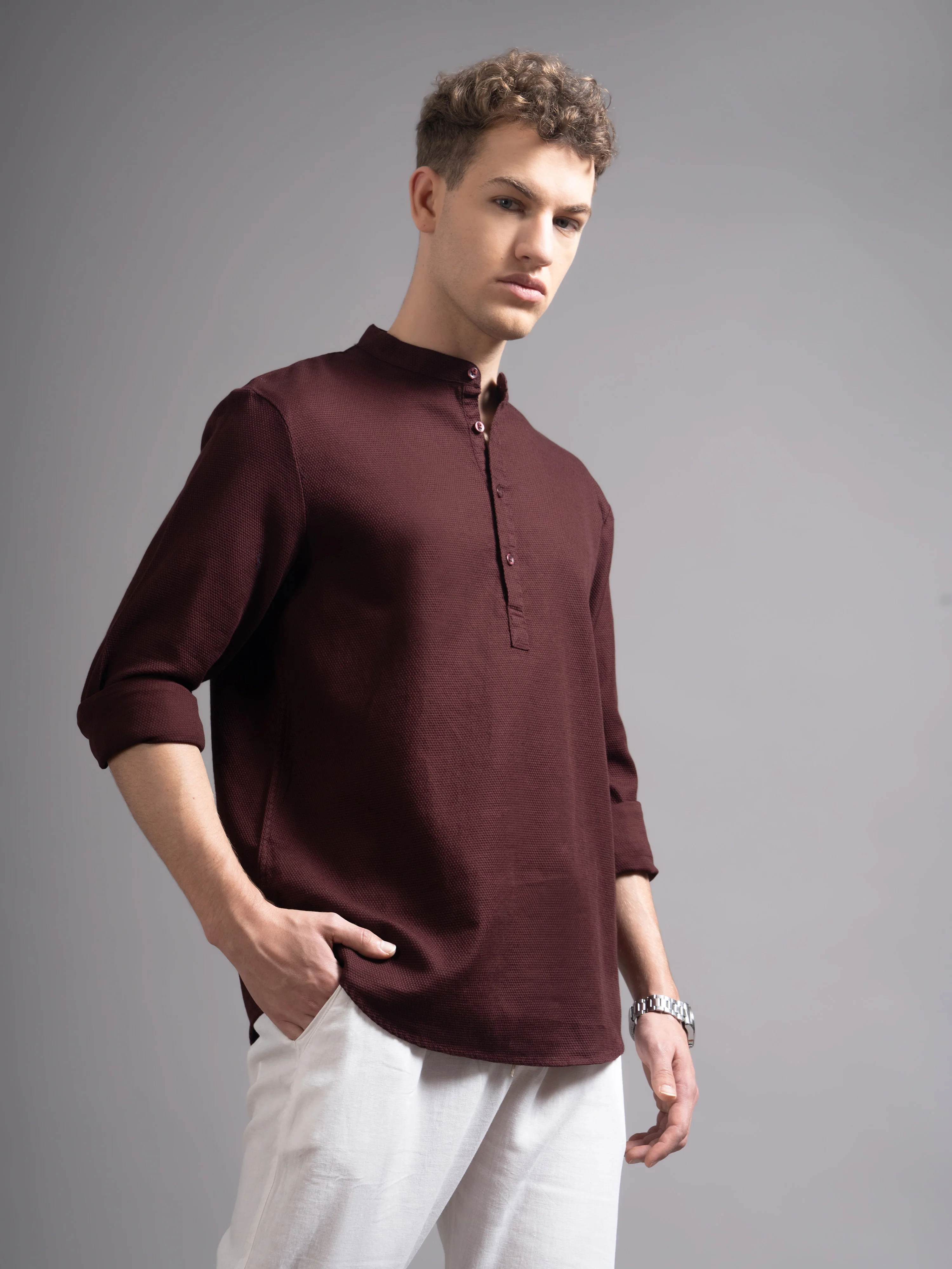 Men Copper Kurta Shirt - Image 6