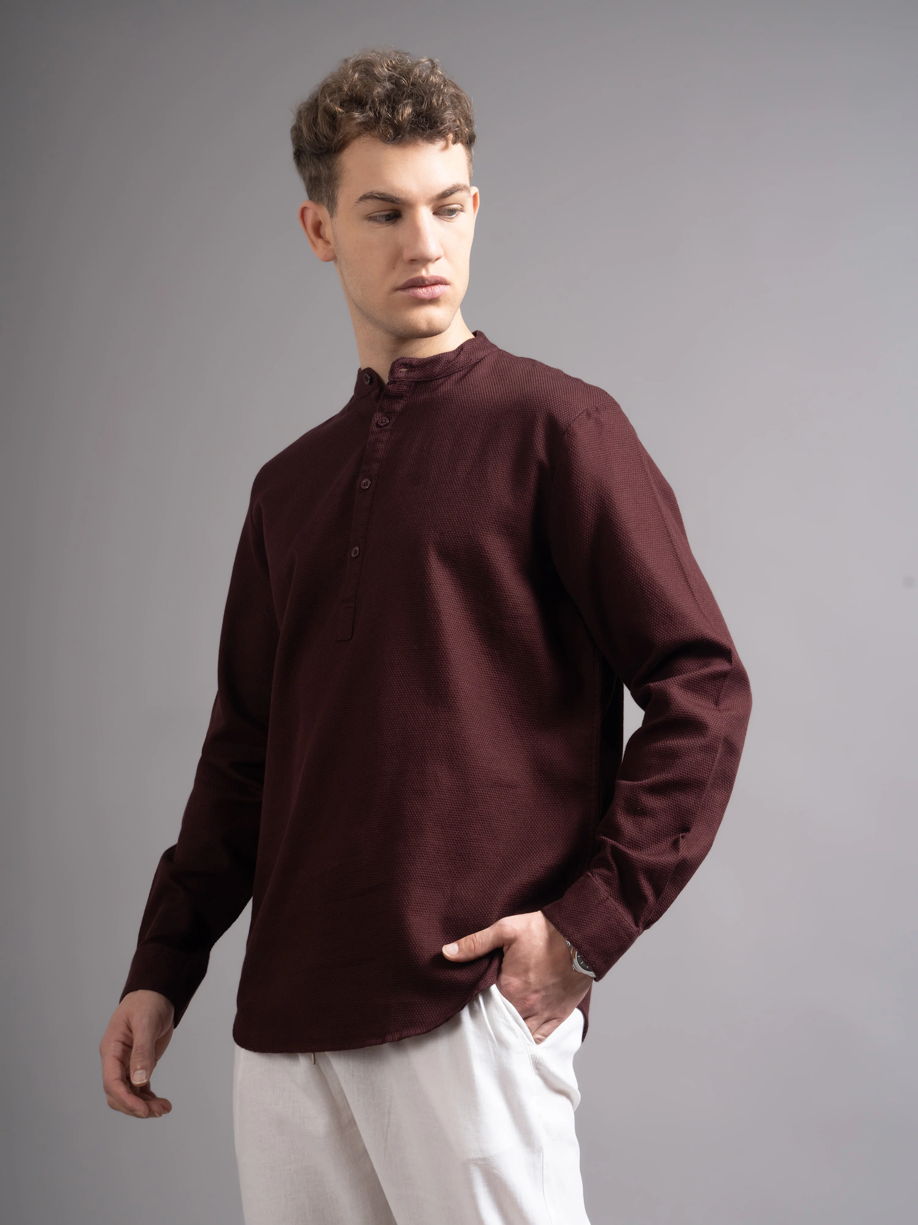 Men Copper Kurta Shirt - Image 7