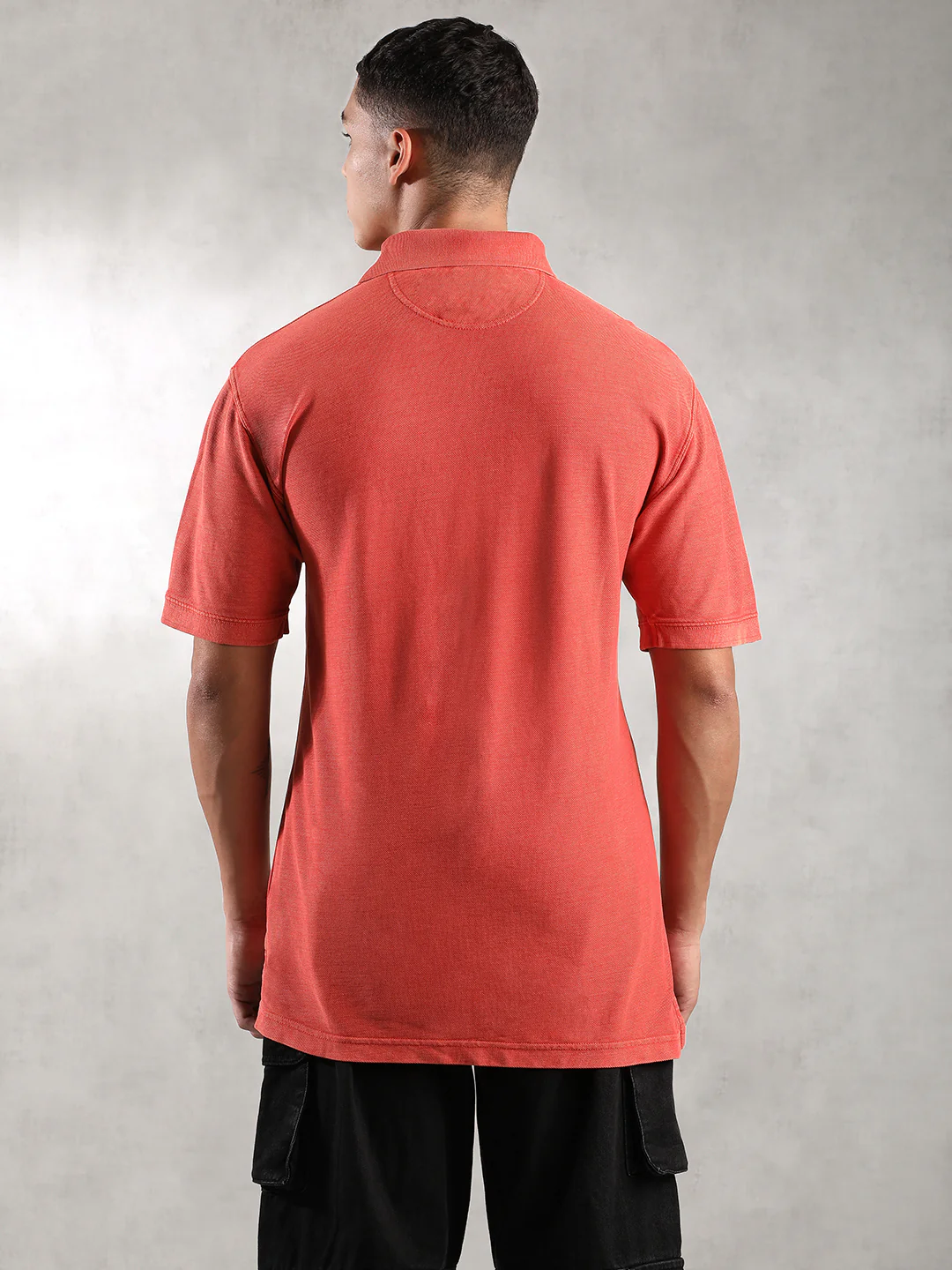 Men Coral Drop Shoulder Oversize Polo T-Shirt - Image 4
