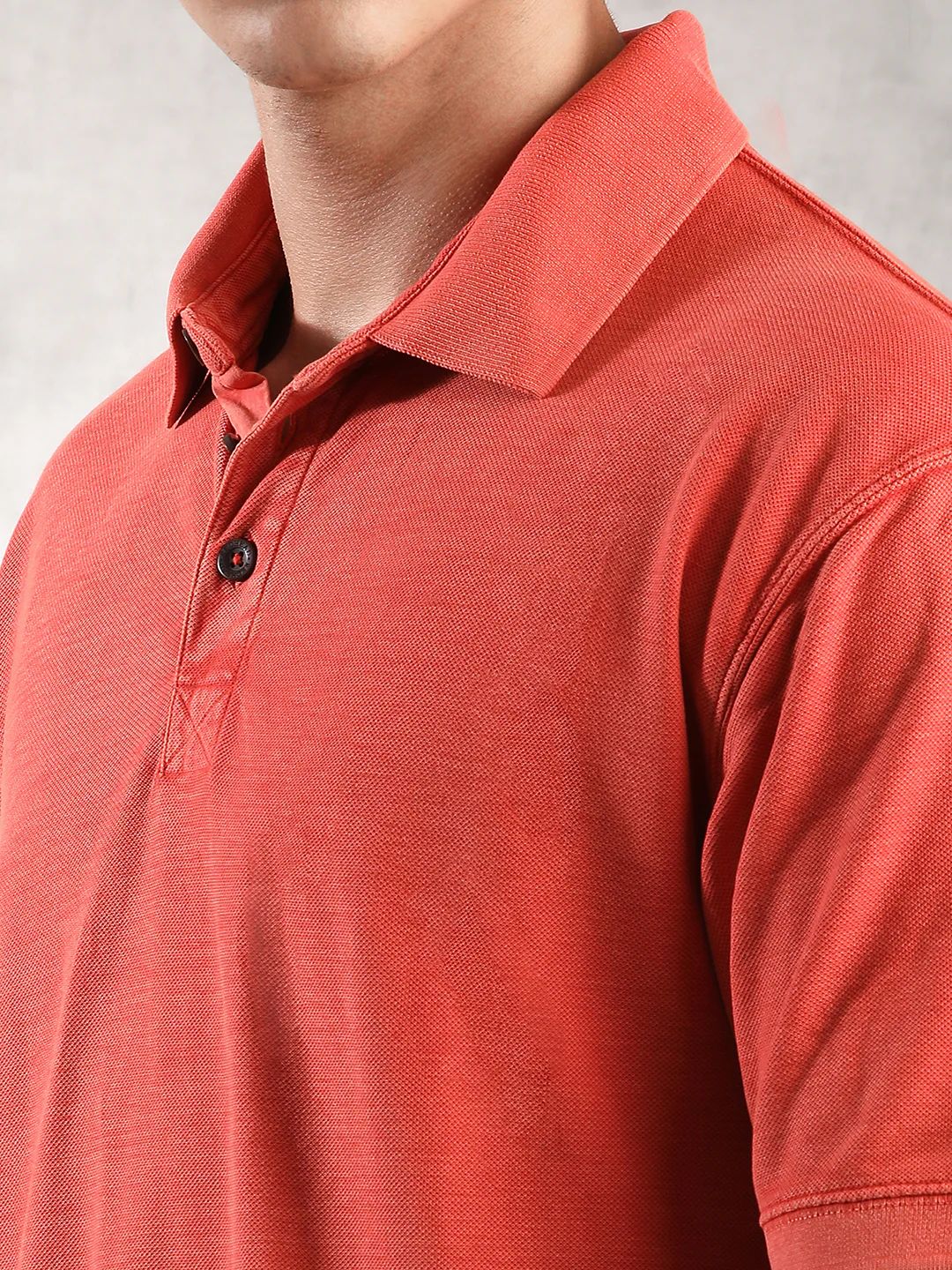 Men Coral Drop Shoulder Oversize Polo T-Shirt - Image 6