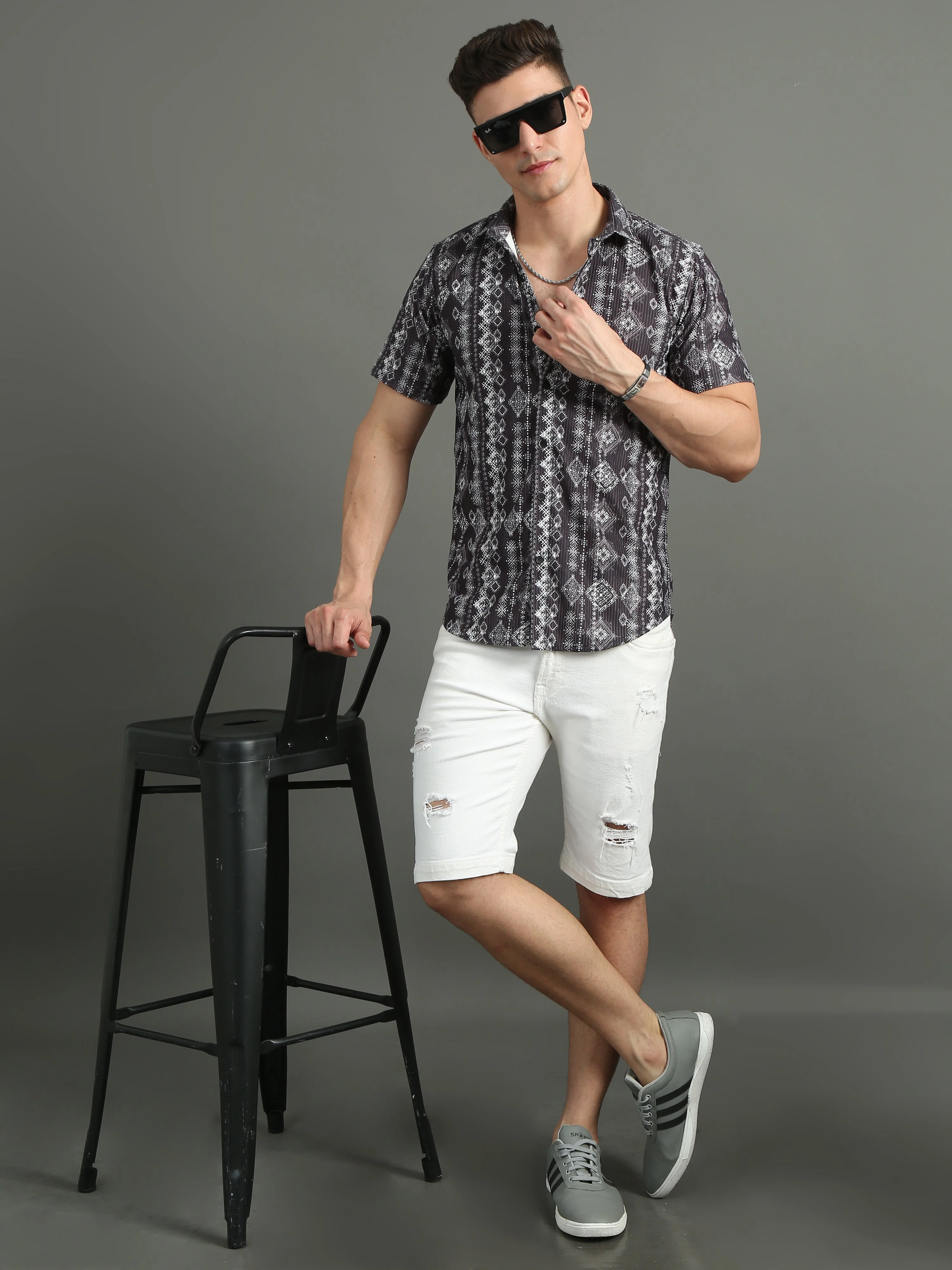Men Cord Typo Blue Shirt - Image 6