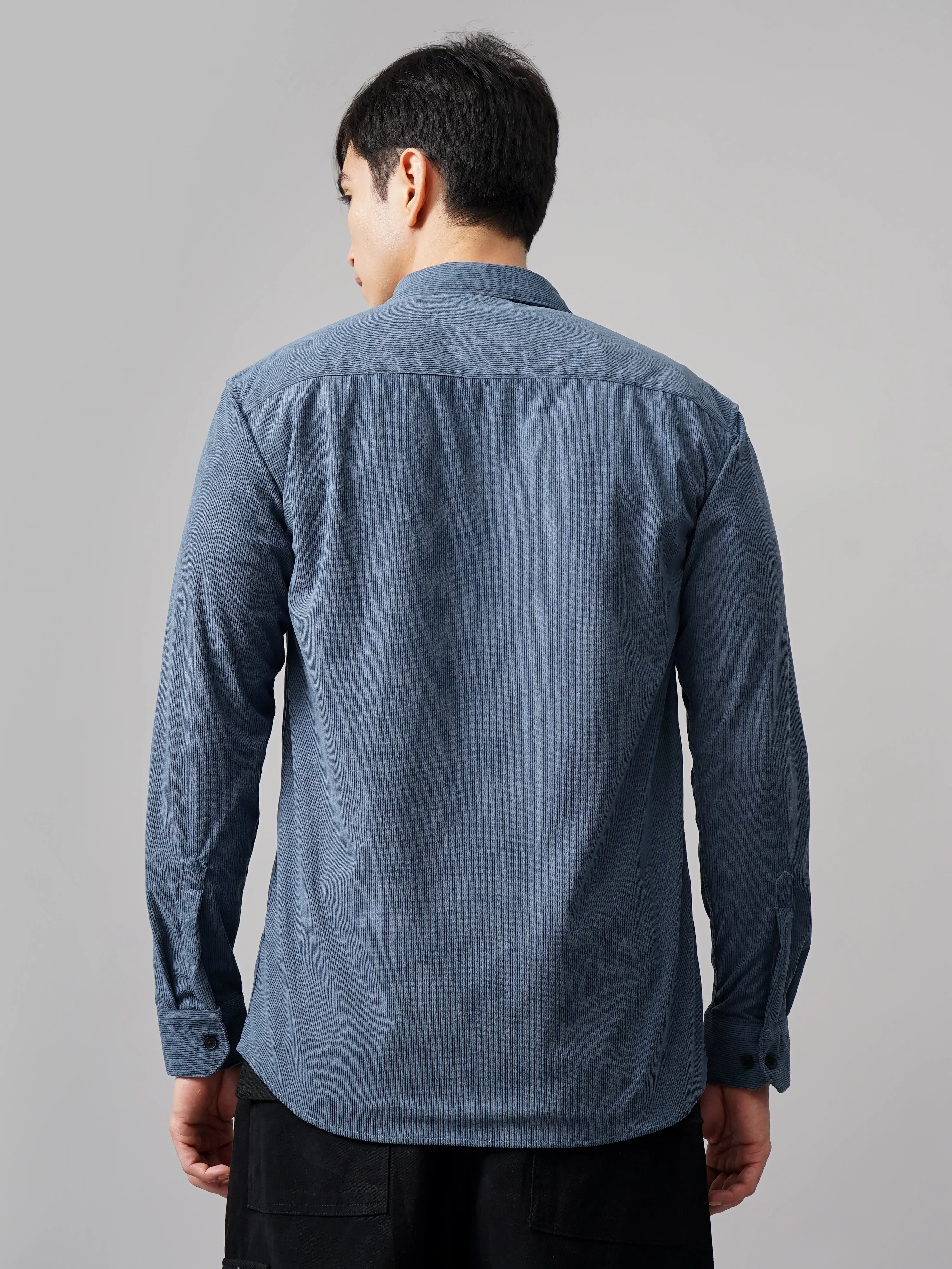 Men Cordage Double Pocket Blue Shirt - Image 3
