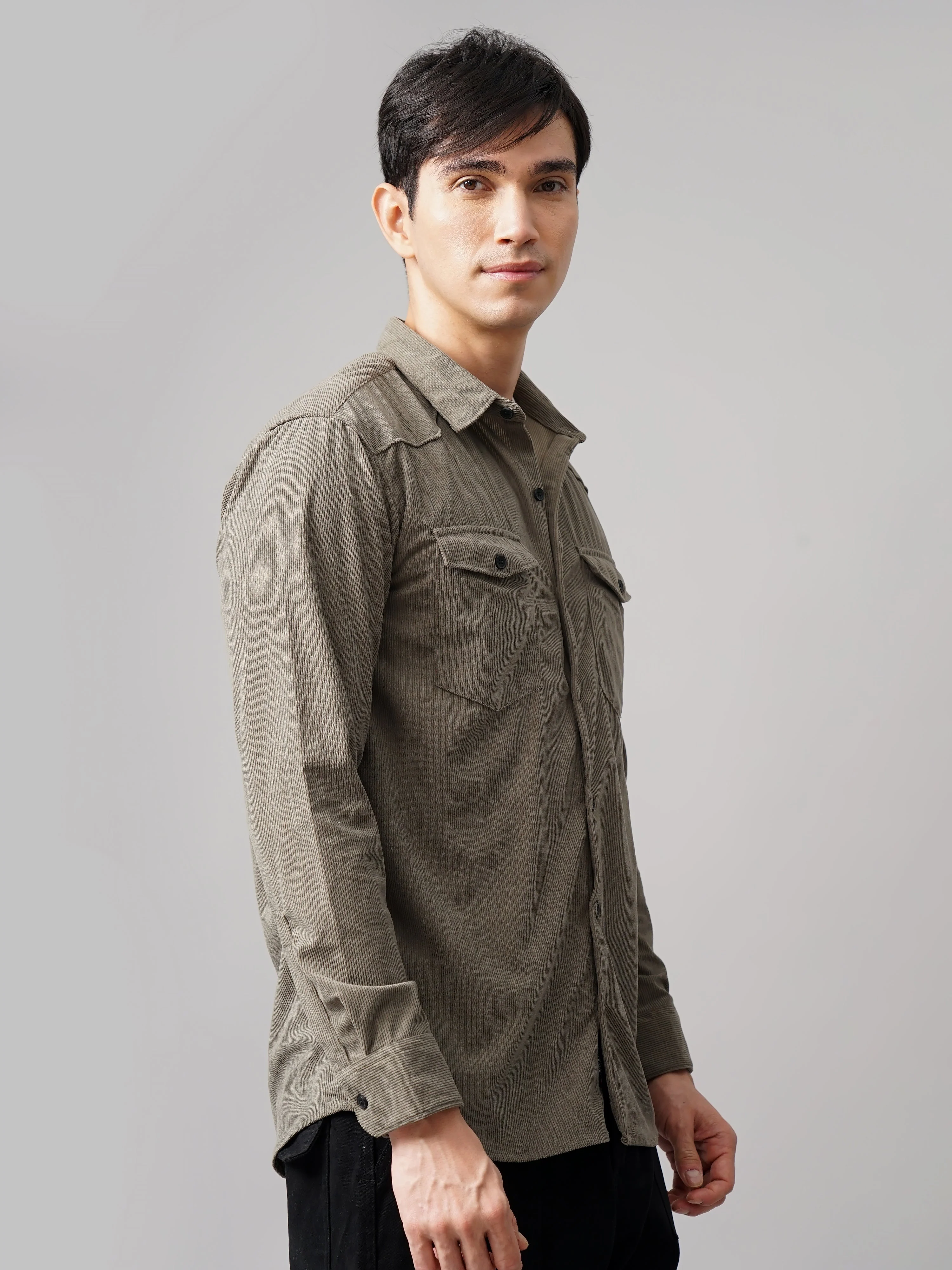 Men Cordage Double Pocket Grey Shirt - Image 5