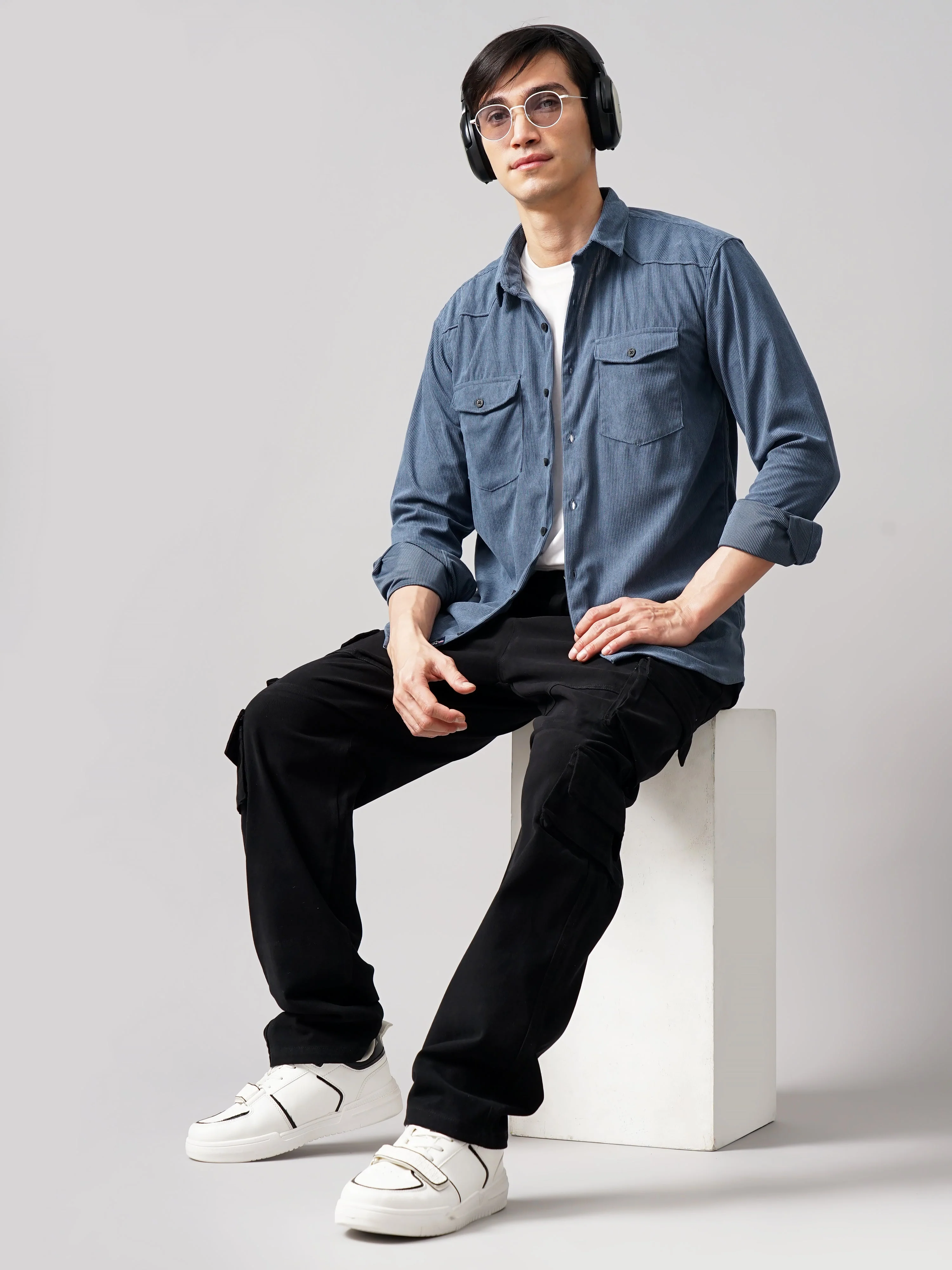 Men Cordage Double Pocket Grey Shirt - Image 6