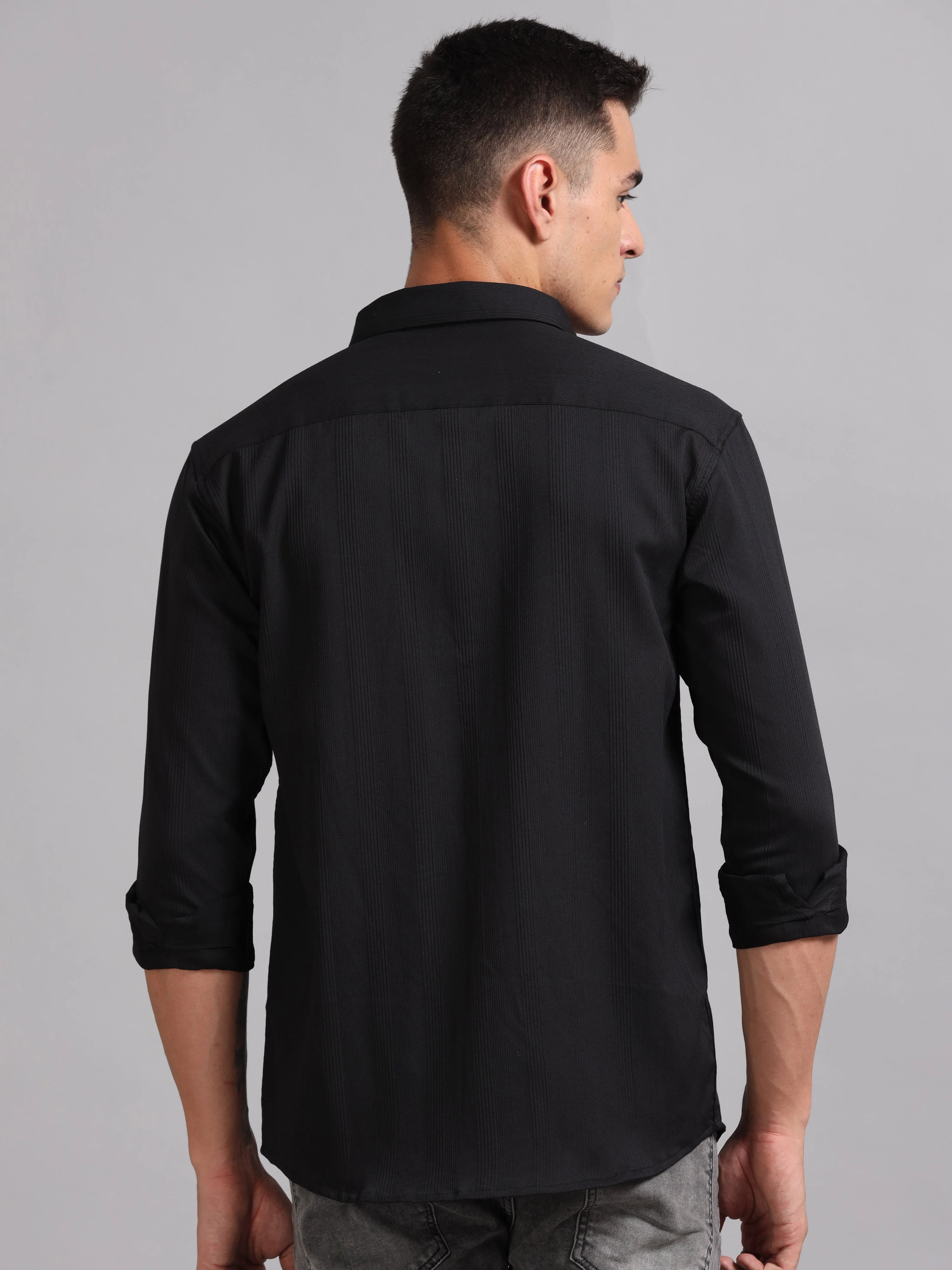 Men Cordura Solid Black Shirt - Image 2