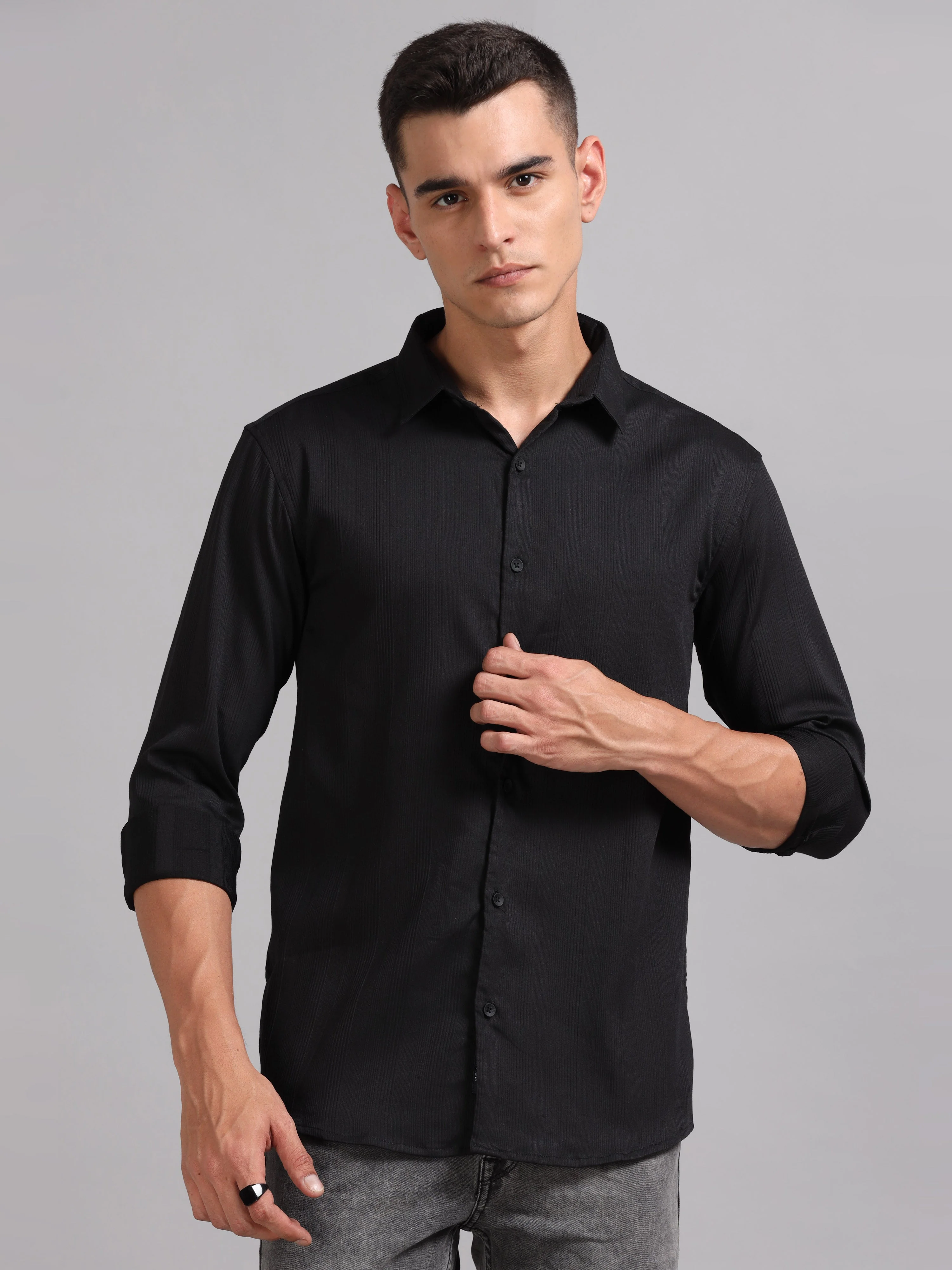 Men Cordura Solid Black Shirt - Image 5