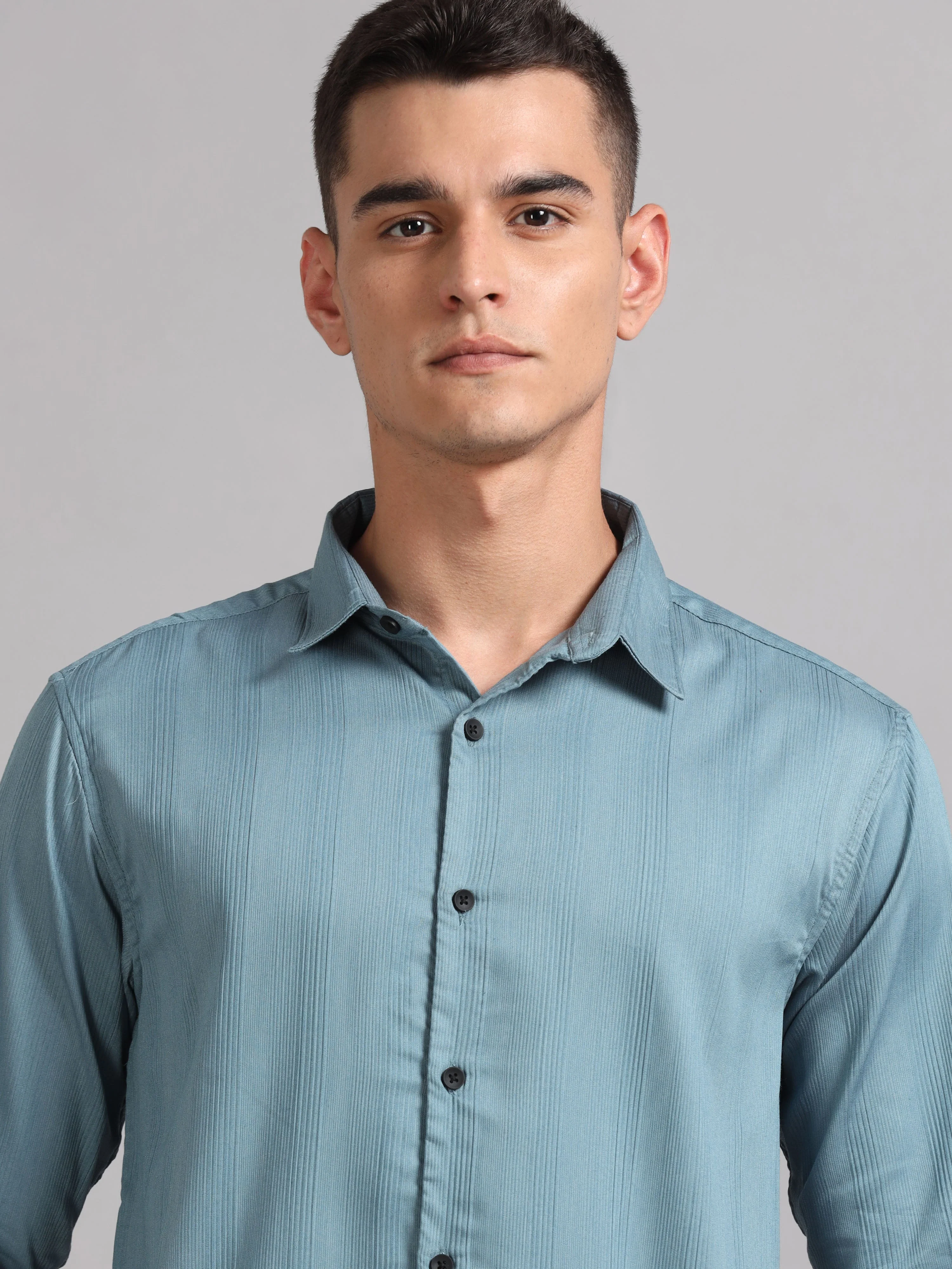 Men Cordura Solid Blue Shirt - Image 4