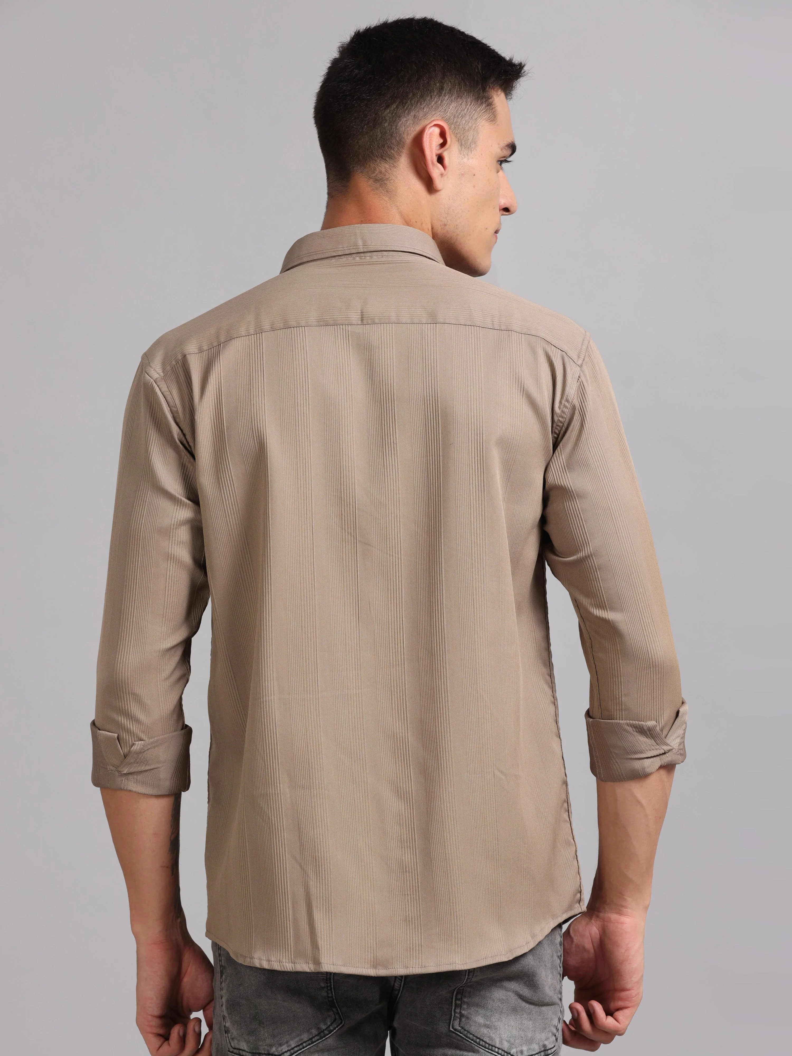 Men Cordura Solid Brown Shirt - Image 2