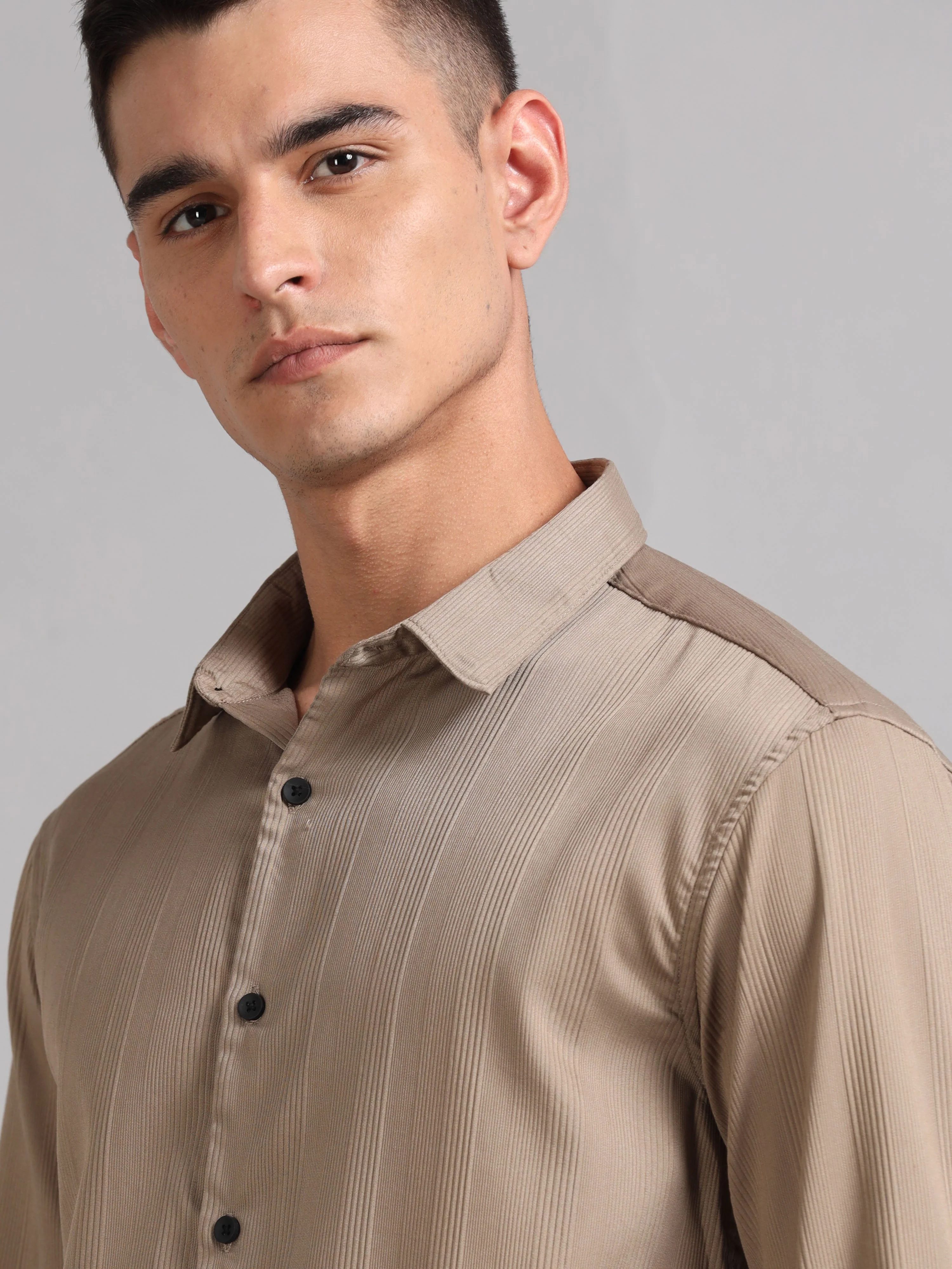 Men Cordura Solid Brown Shirt - Image 4