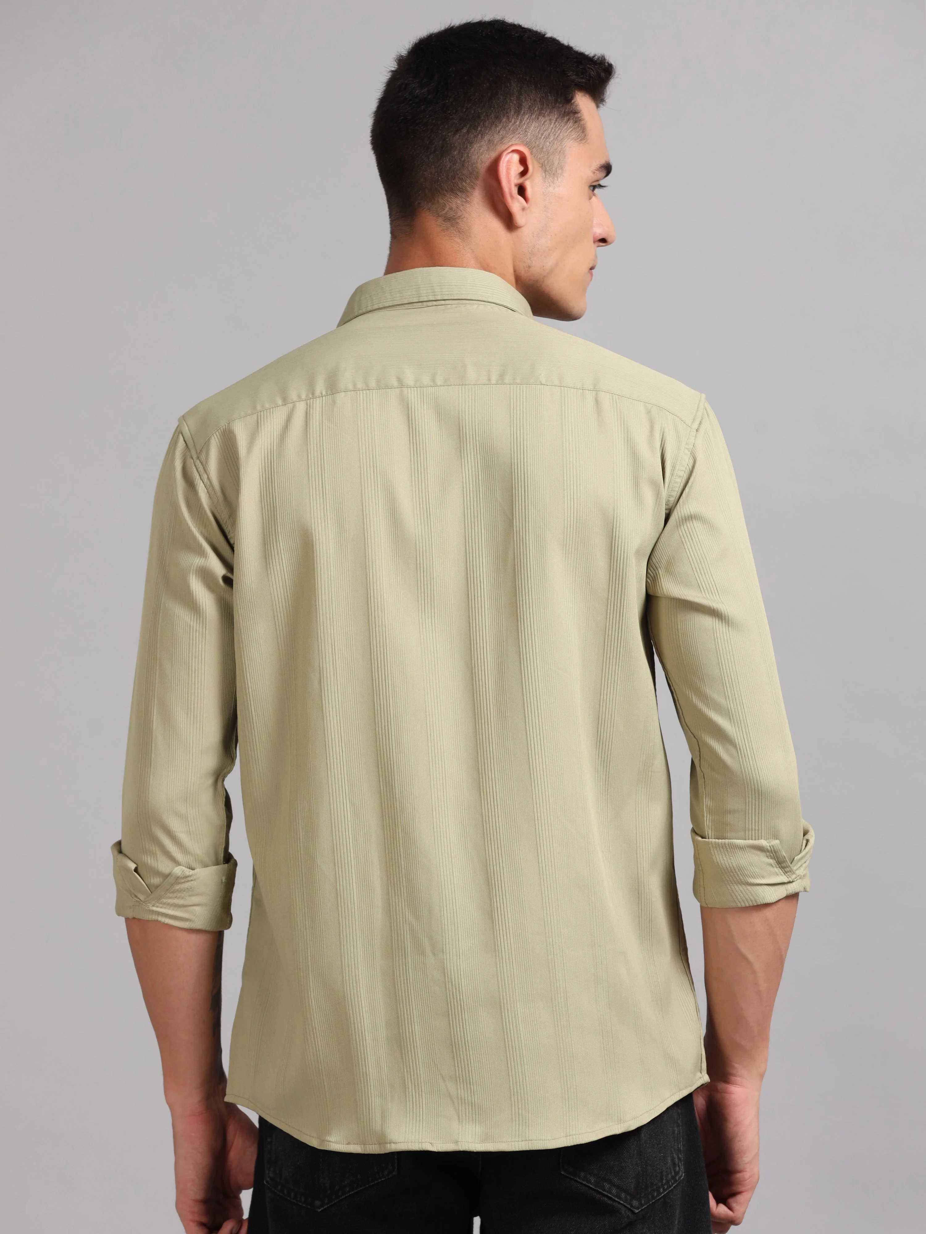 Men Cordura Solid Green Shirt - Image 2