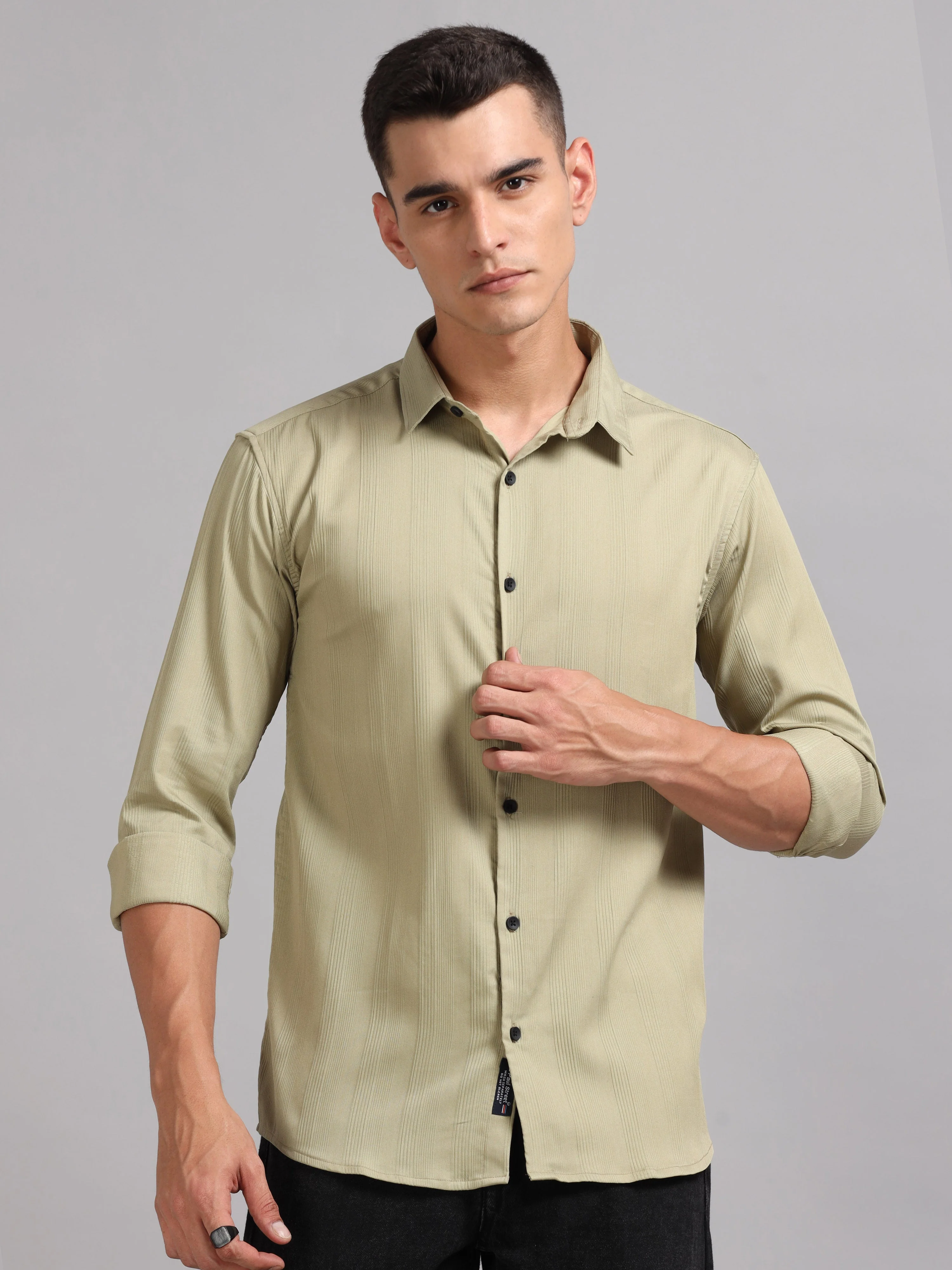 Men Cordura Solid Green Shirt - Image 5