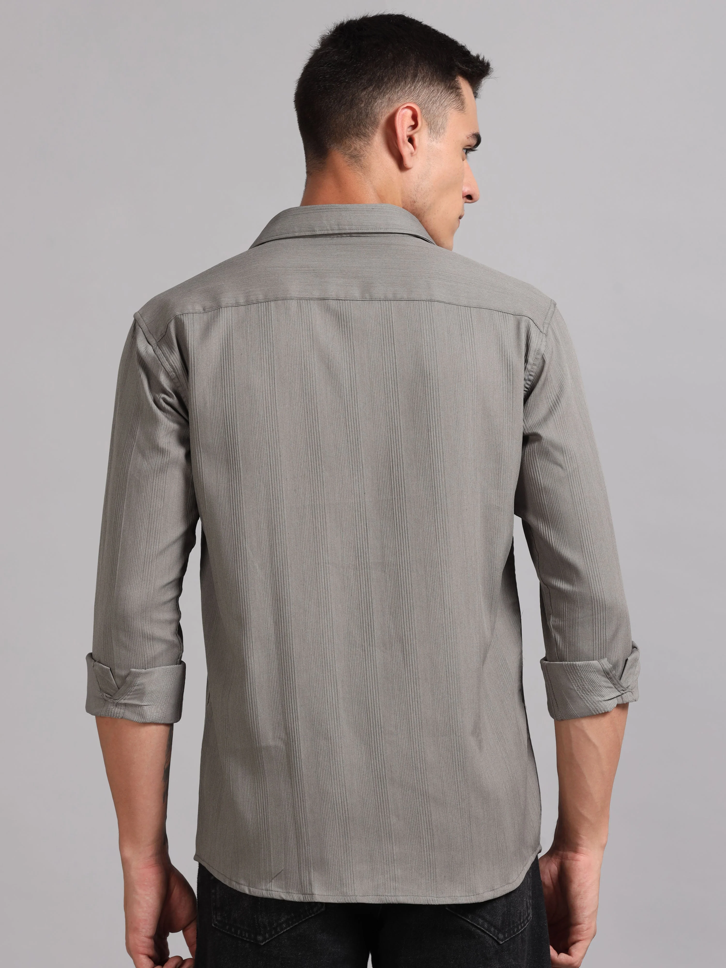 Men Cordura Solid Grey Shirt - Image 2