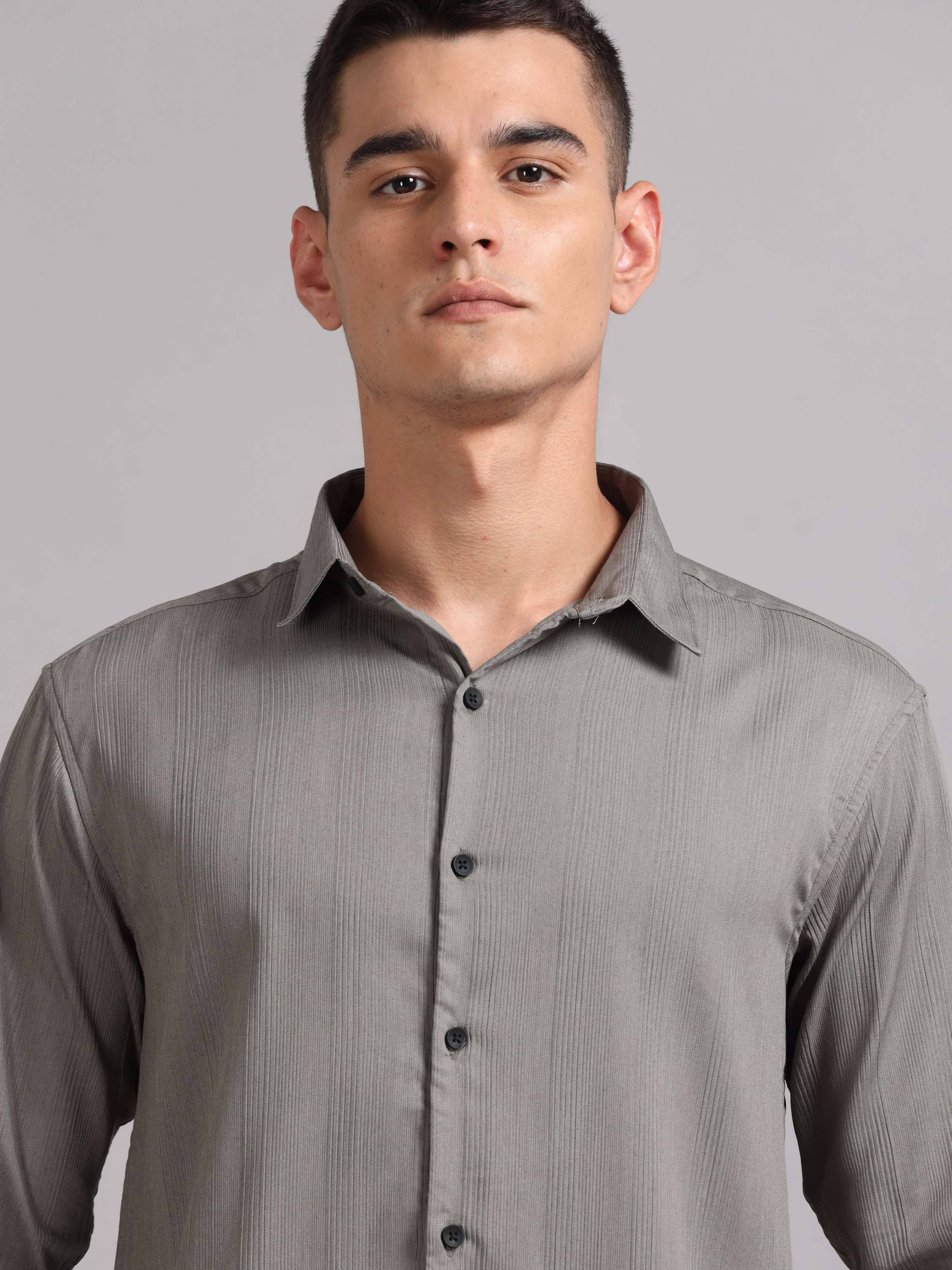Men Cordura Solid Grey Shirt - Image 4