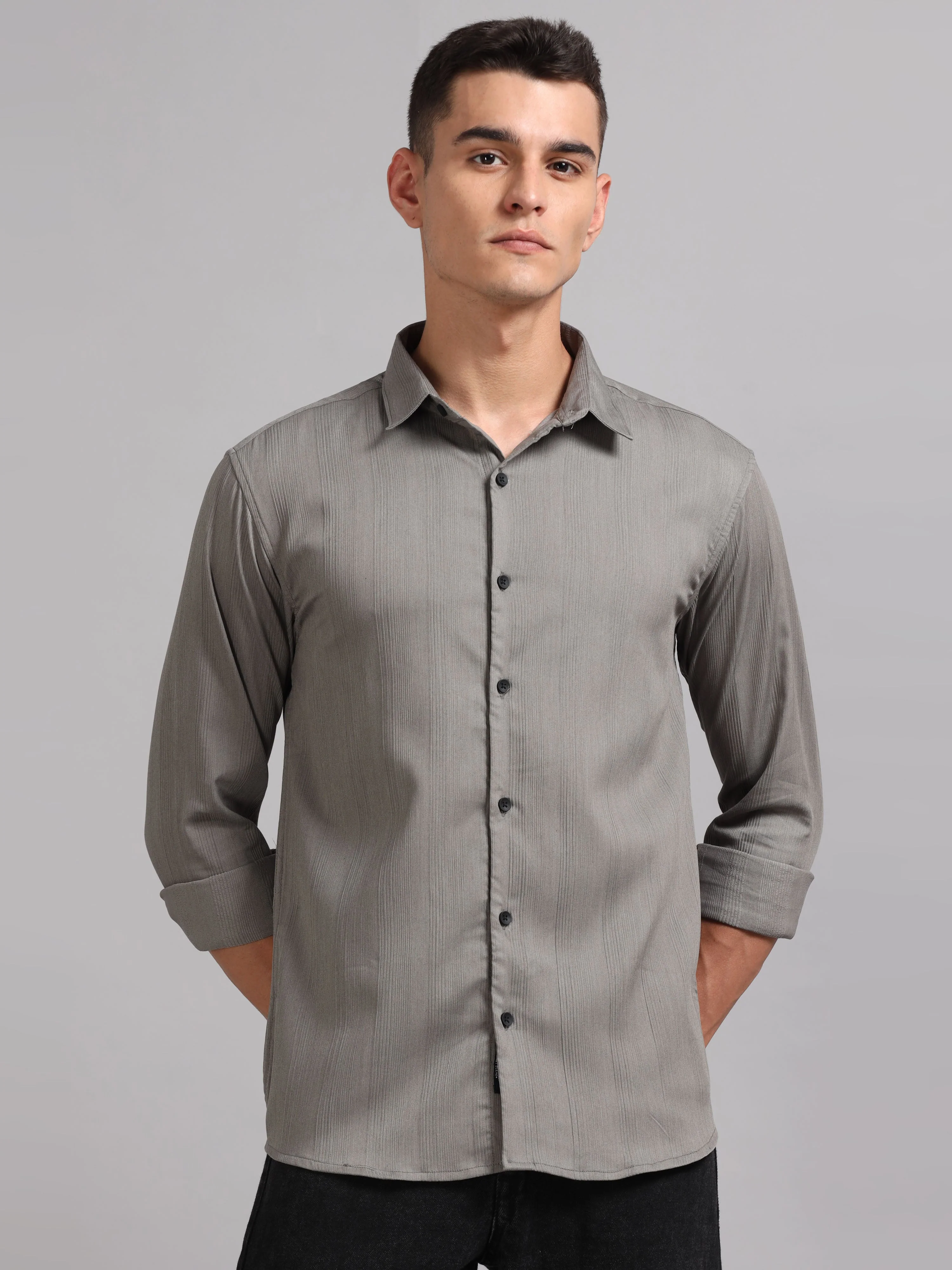 Men Cordura Solid Grey Shirt - Image 5