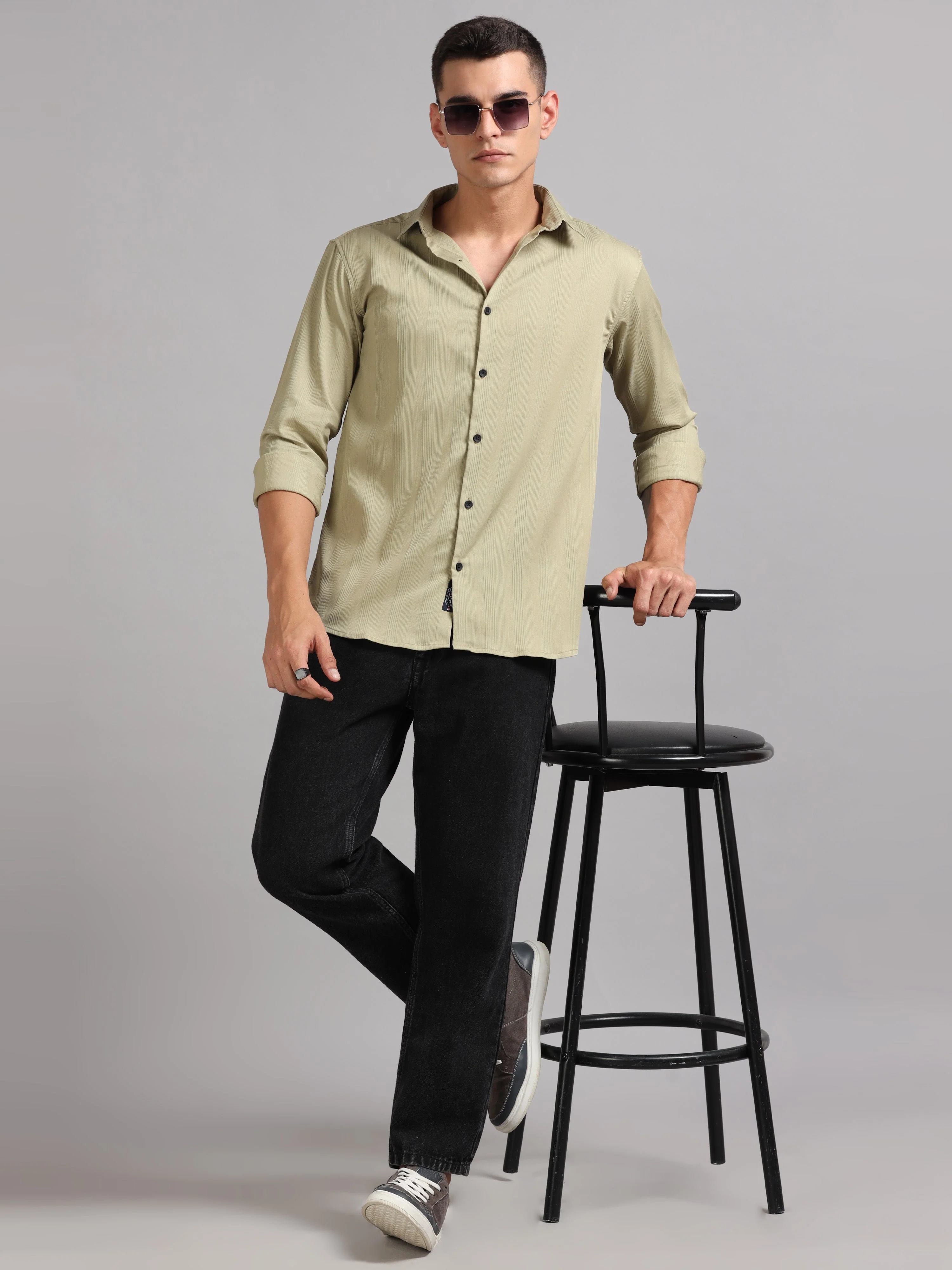 Men Cordura Solid Grey Shirt - Image 6