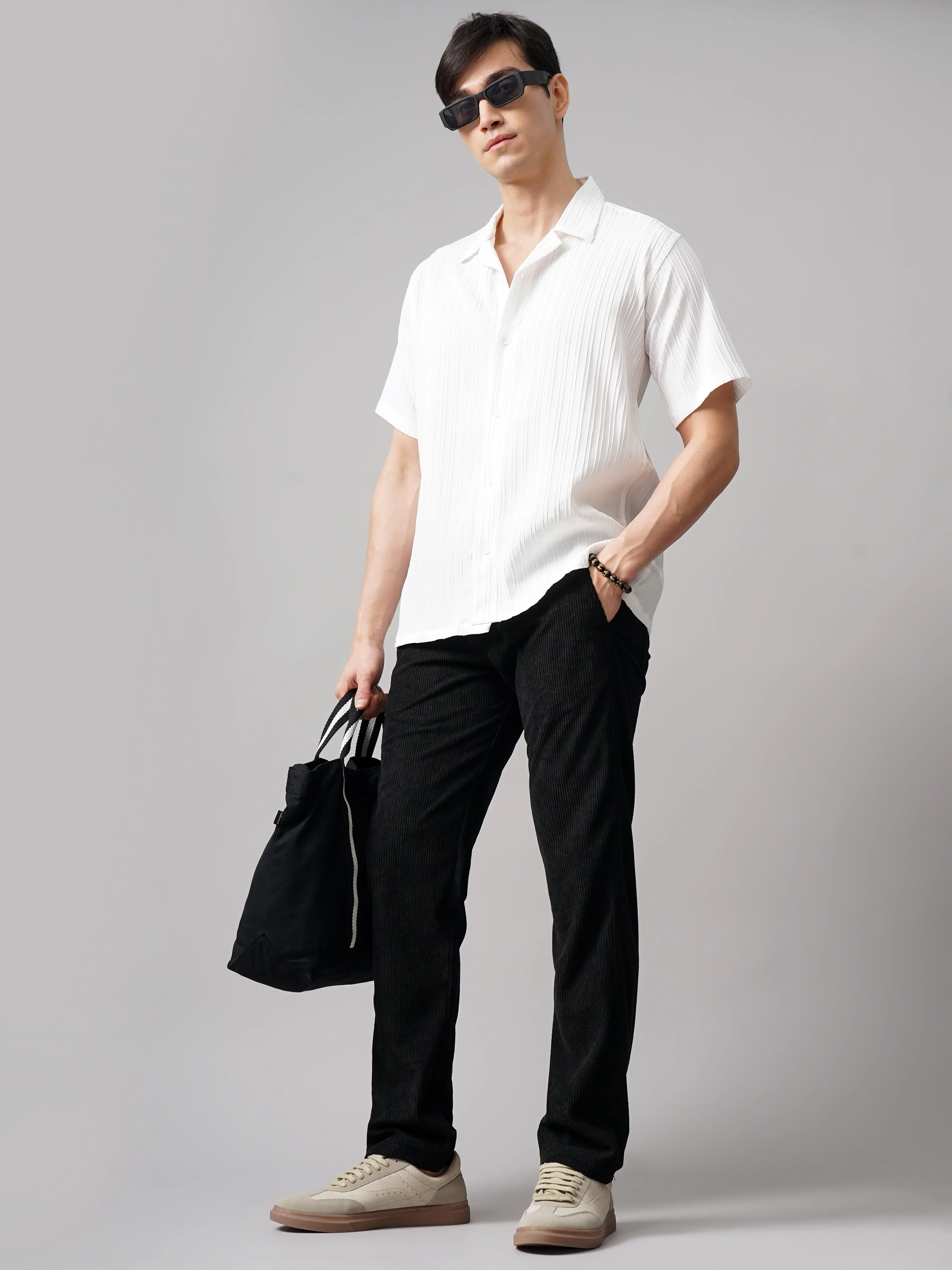 Men Corduroy Brown Regular Fit Pant - Image 6