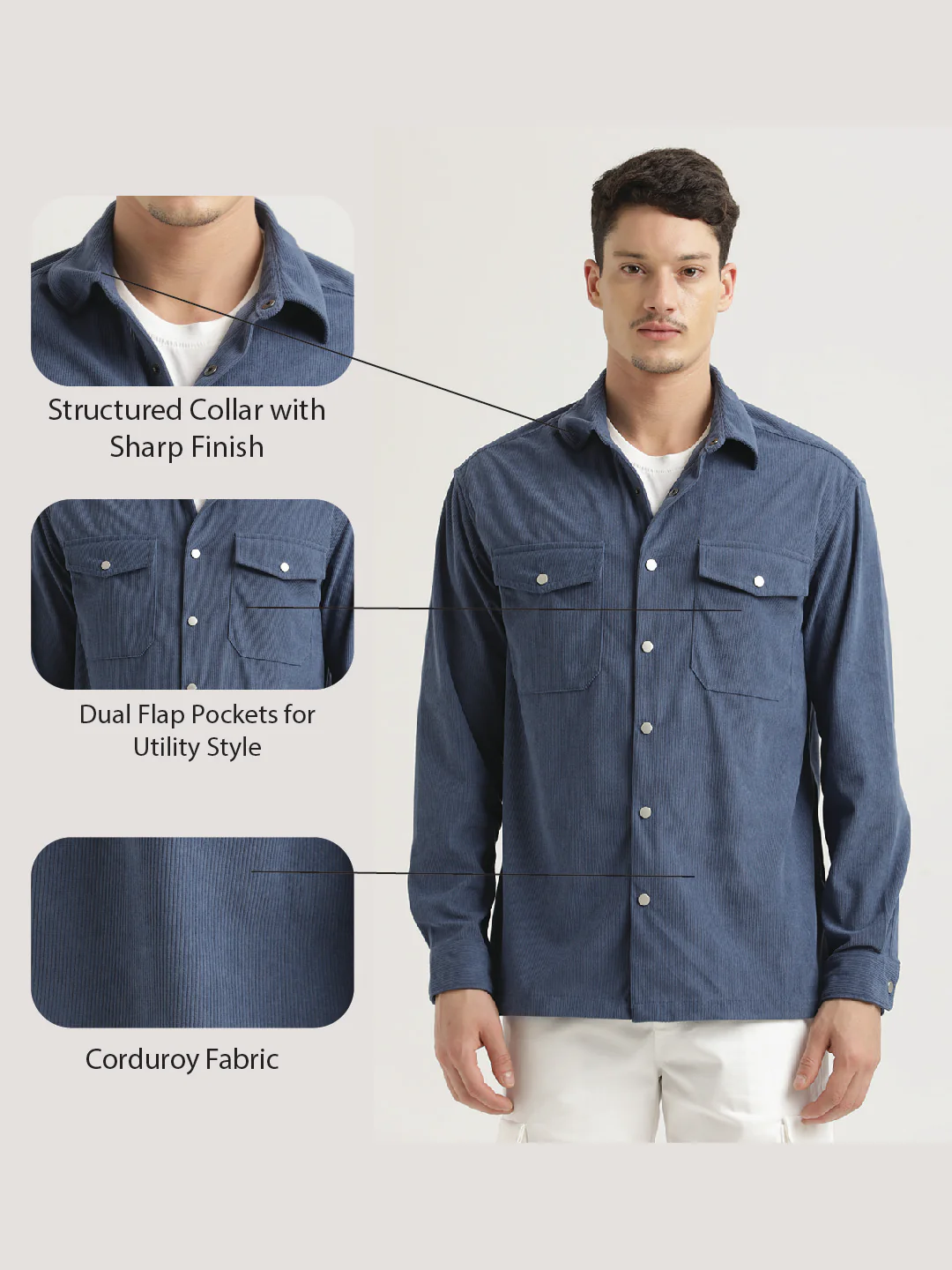 Men Corduroy Overshirt - Image 2