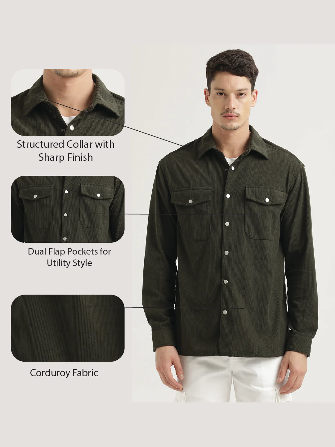 Men Corduroy Overshirt - Image 6