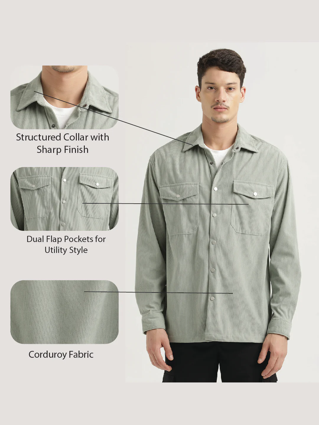 Men Corduroy Overshirt - Image 6