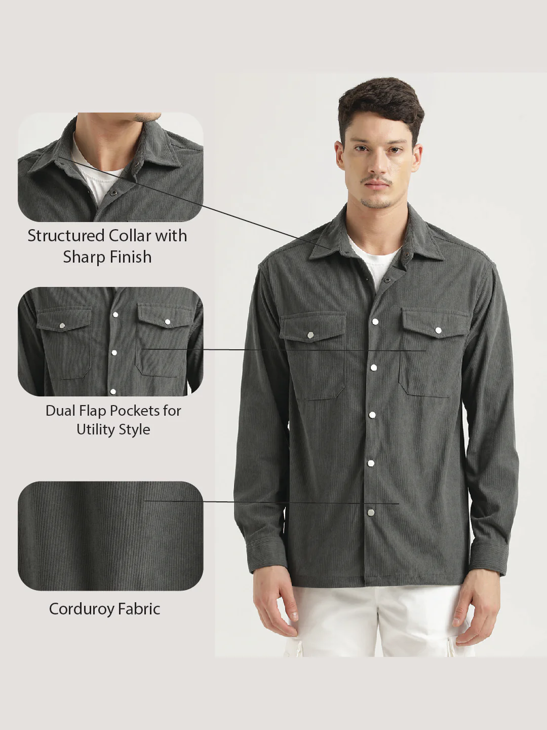 Men Corduroy Overshirt - Image 2