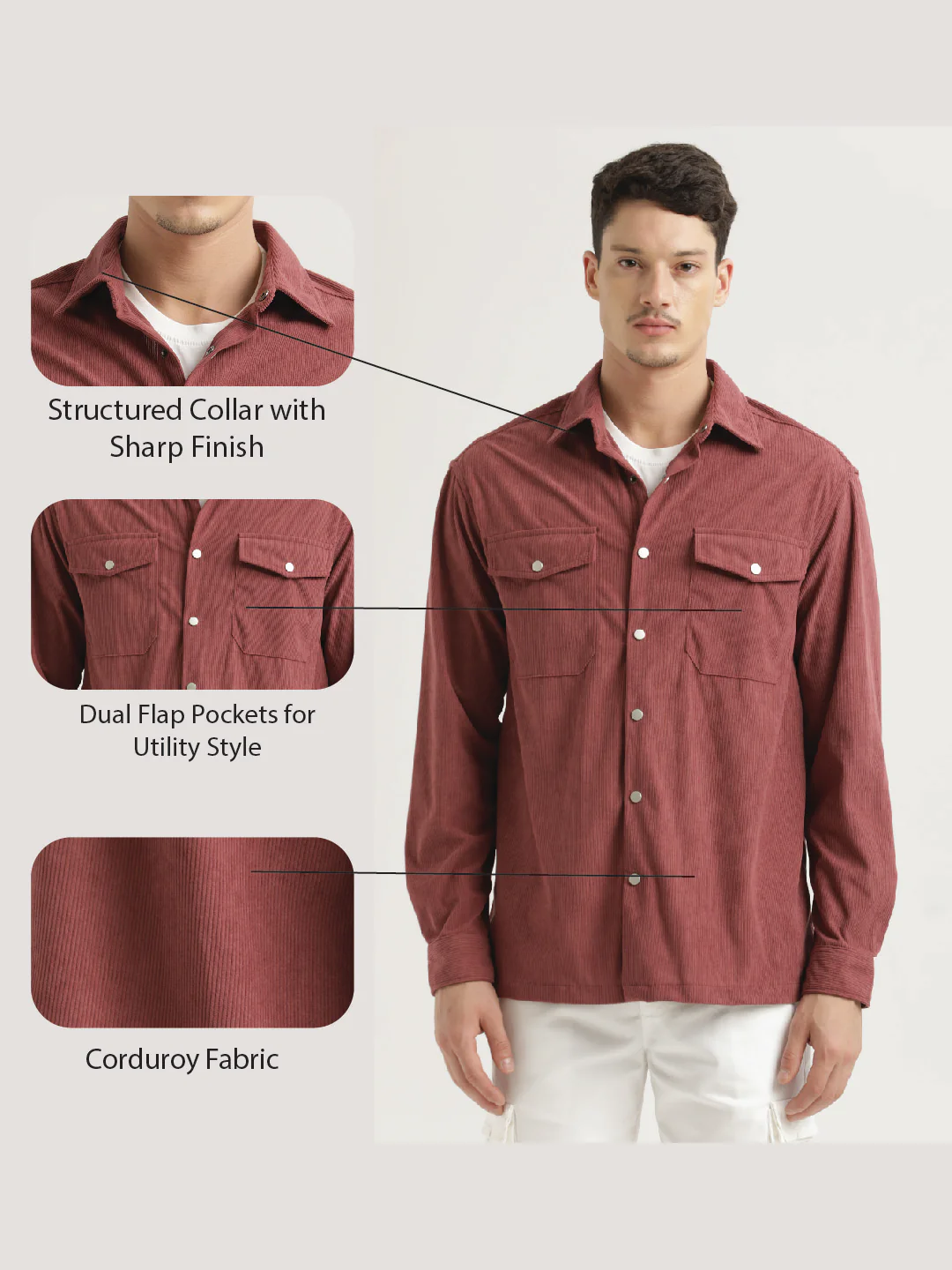 Men Corduroy Overshirt - Image 6