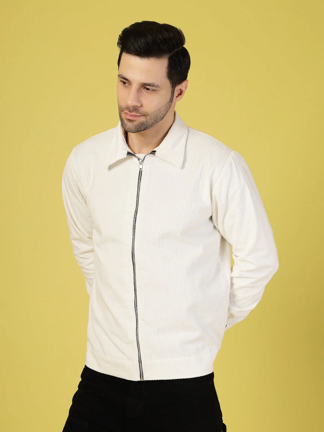 Men Corduroy Textured Zipper Jacket - Image 4