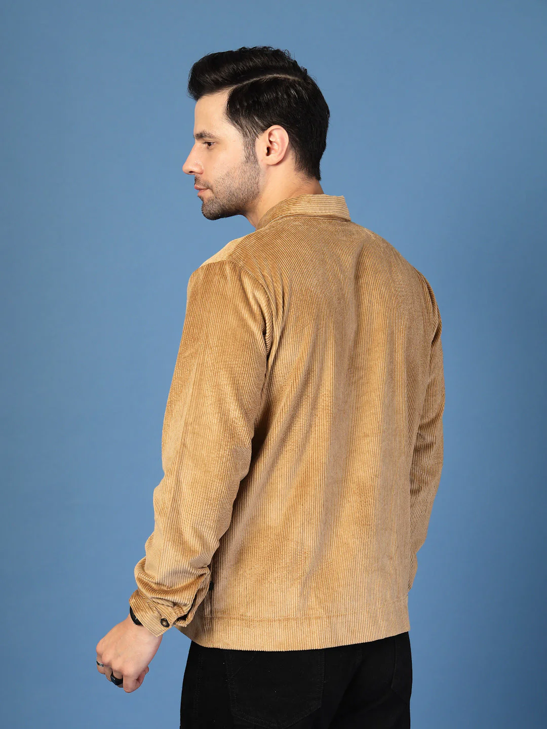 Men Corduroy Textured Zipper Jacket - Image 3