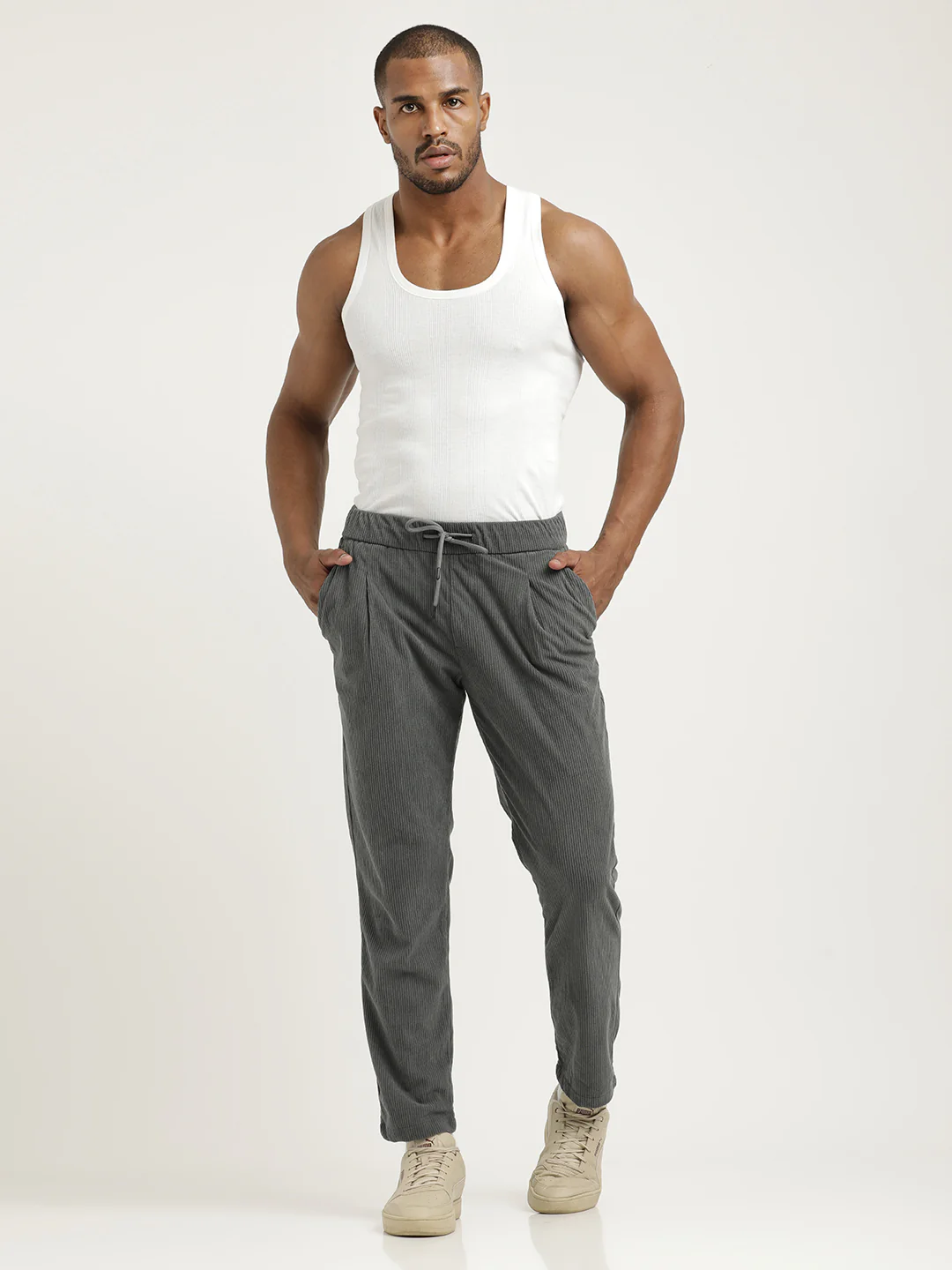 Men Corduroy Trousers with 3 Pockets - Image 3