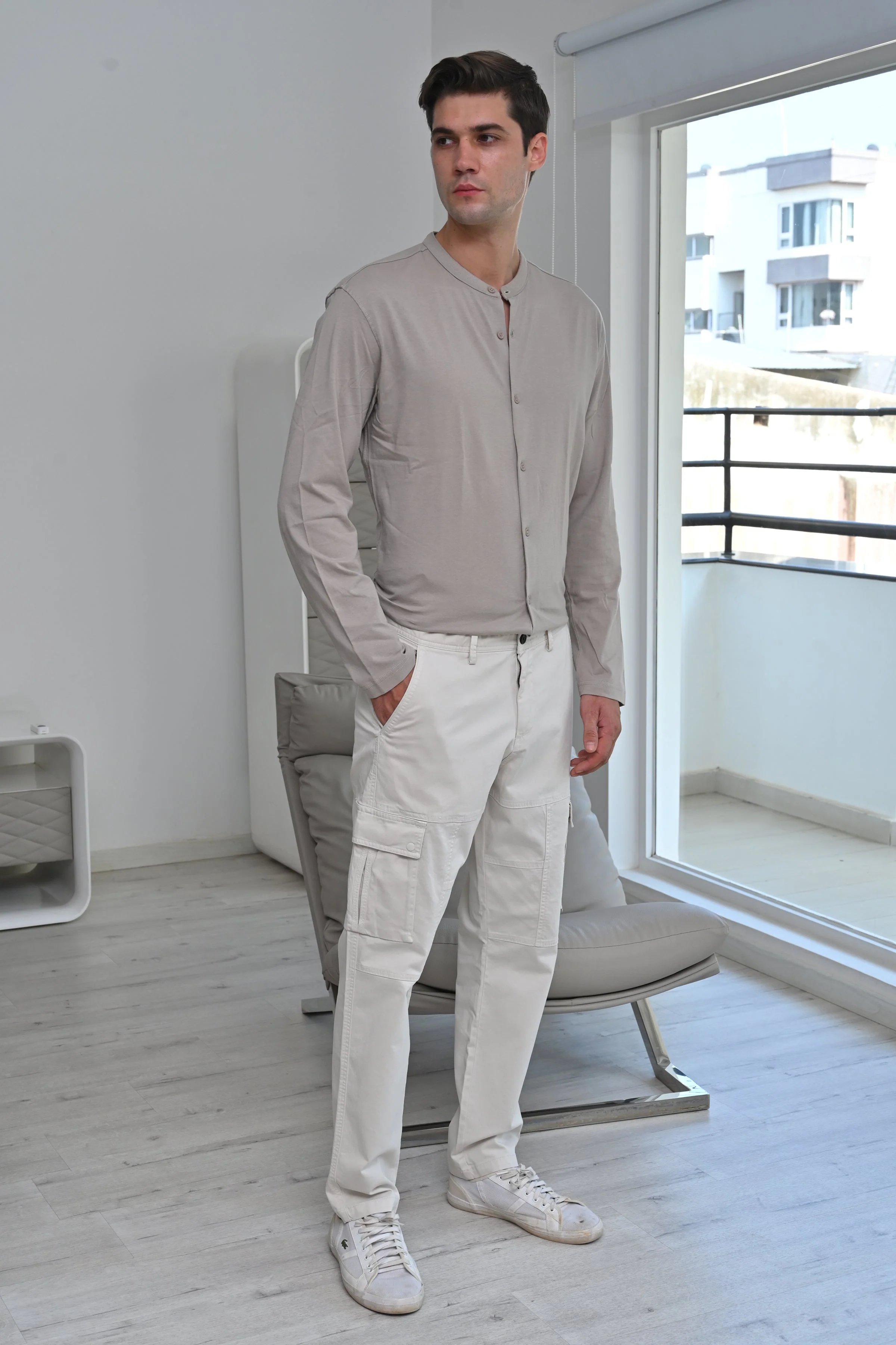 Men Corolla Detailed Cargo Trouser Stone - Image 2