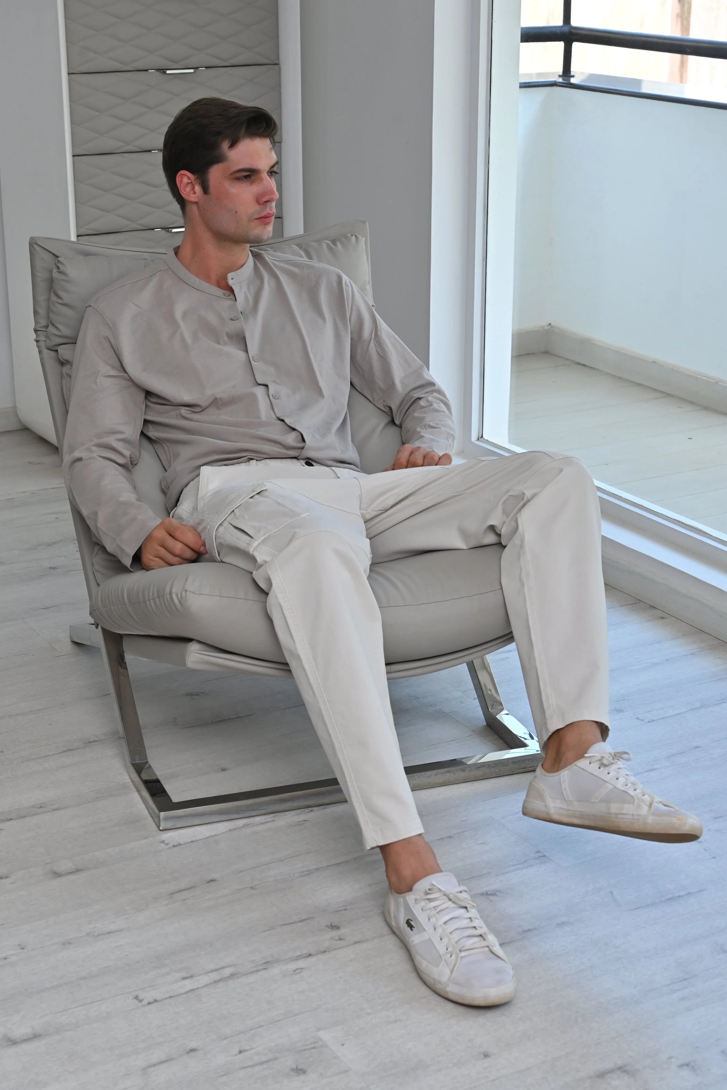 Men Corolla Detailed Cargo Trouser Stone - Image 3