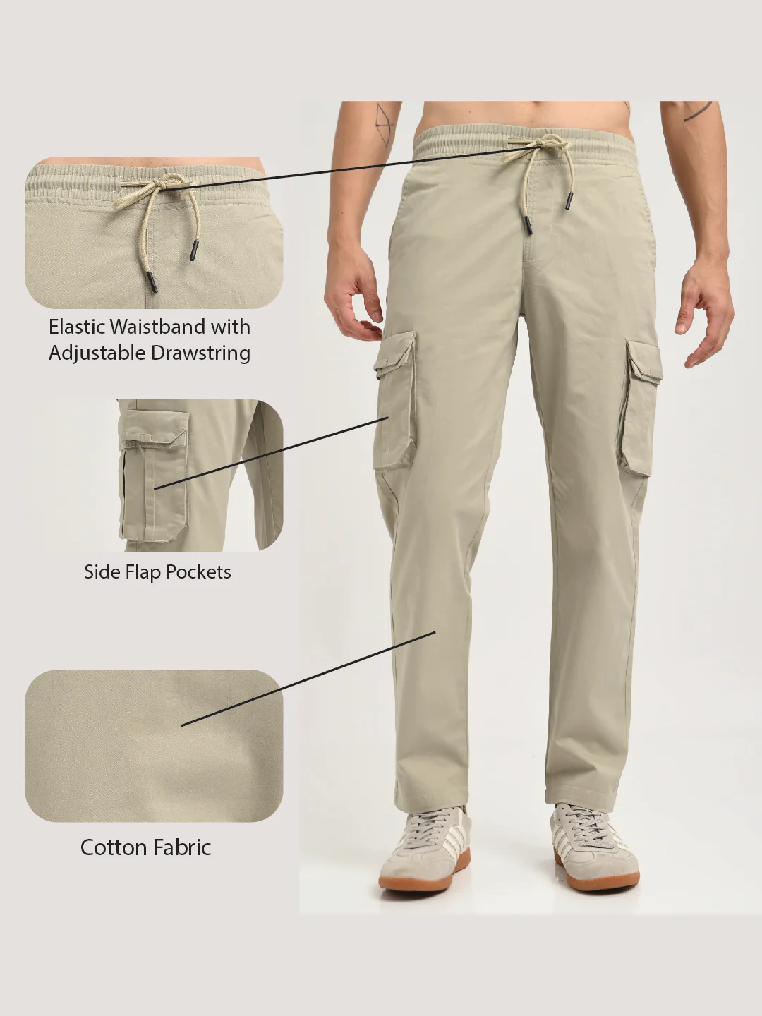 Men Cotton Cargo Trousers - Image 2