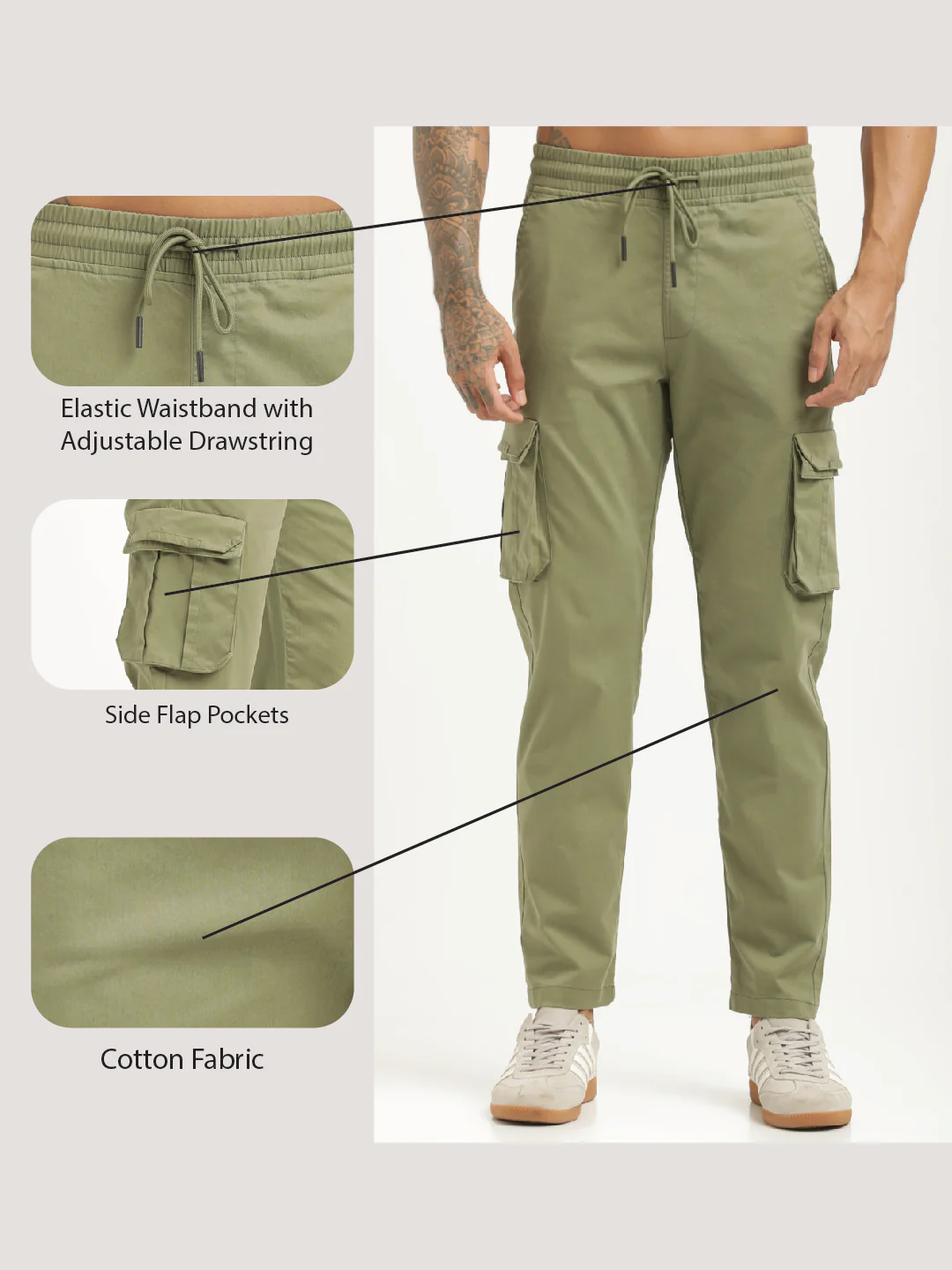 Men Cotton Cargo Trousers - Image 2